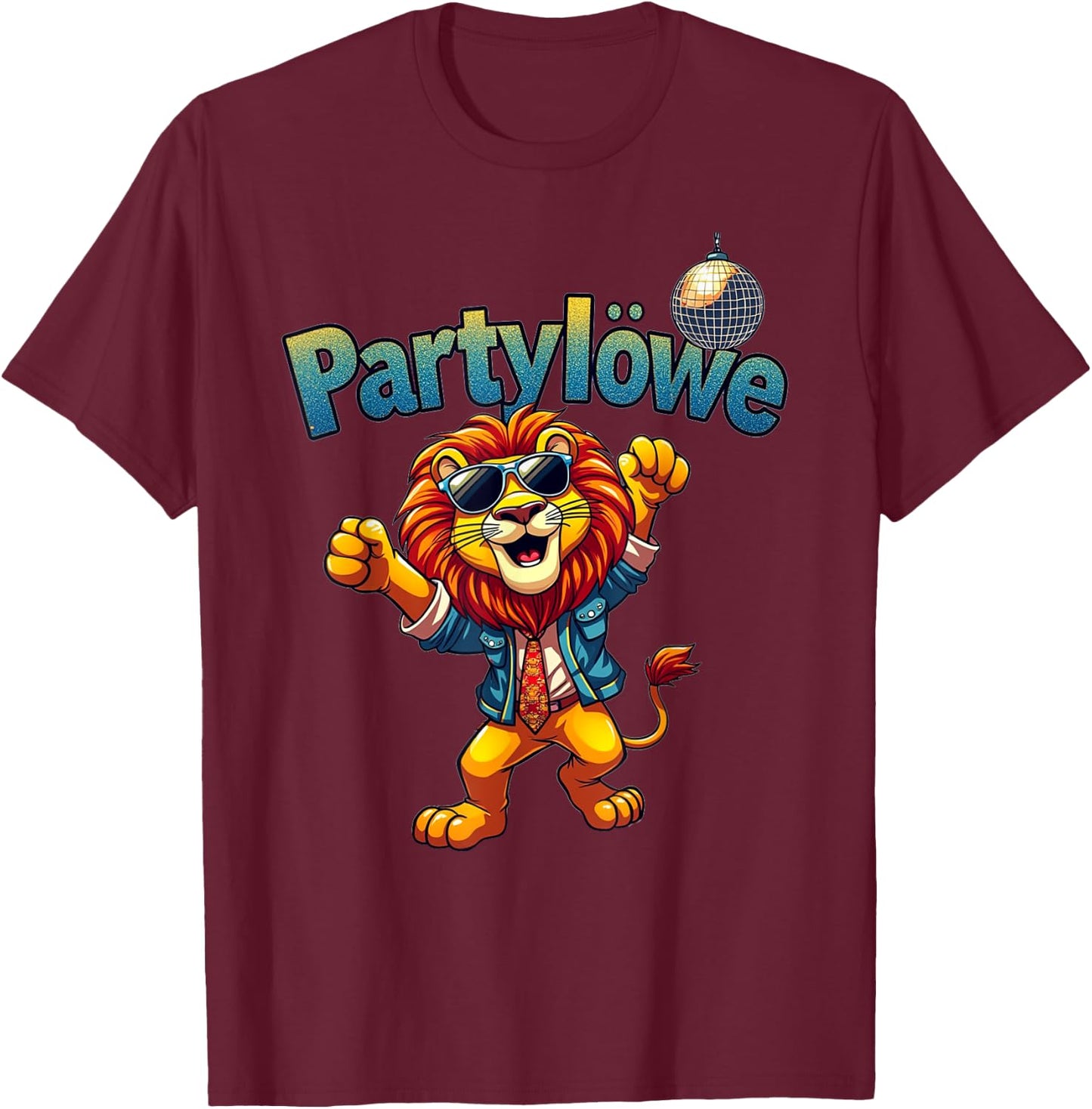 Party Lion Funny Gift for Party with Party Lion , black T-Shirt - T-Shirt | Maroon