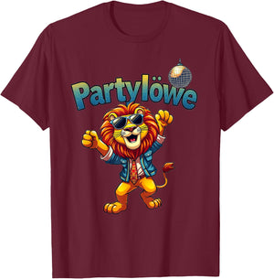 Party Lion Funny Gift for Party with Party Lion , black T-Shirt - T-Shirt | Maroon