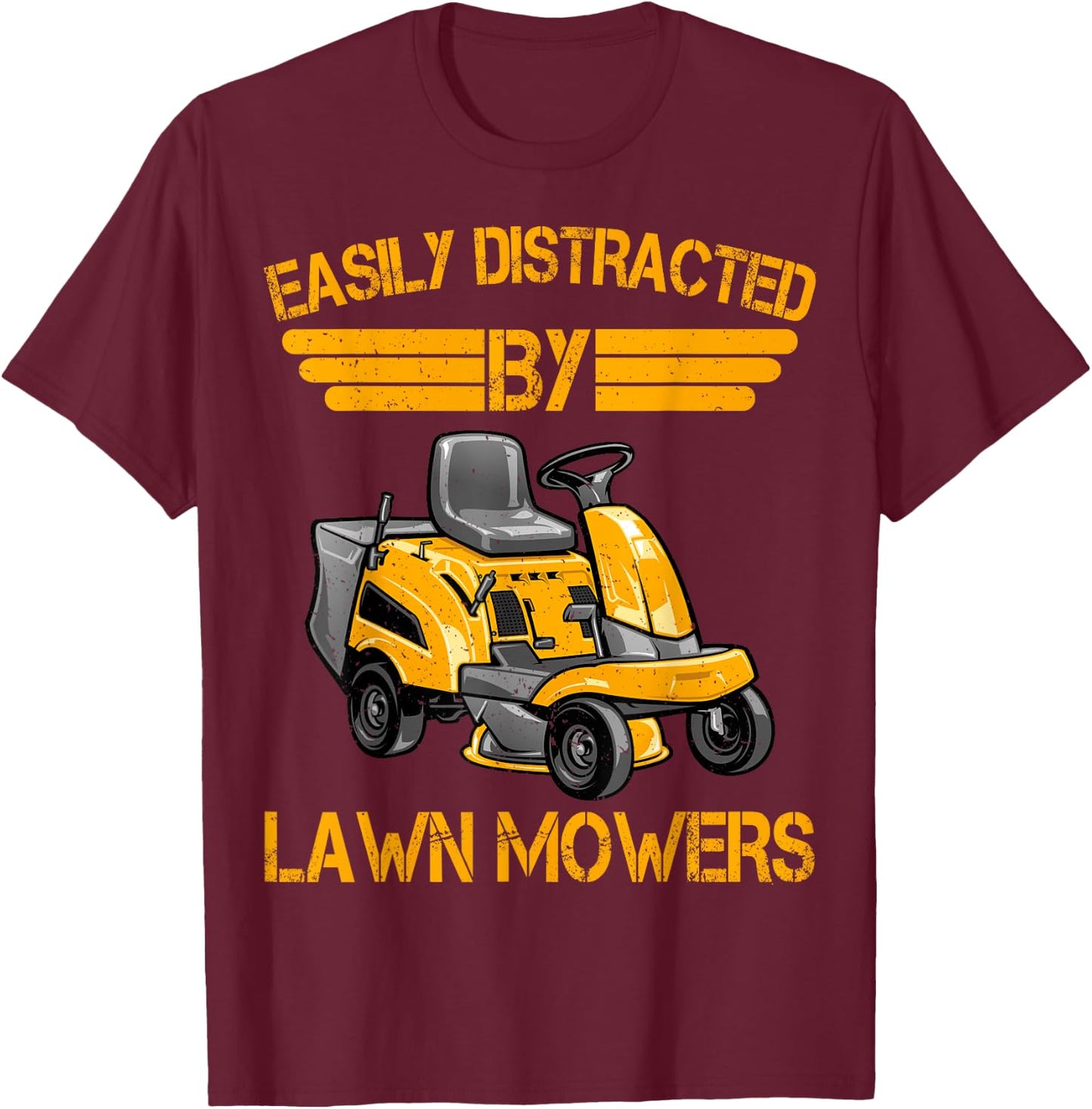 Easily Distracted By Lawn Mowers Lawnmowing Lovers Boys Kids T-Shirt - T-Shirt | Maroon