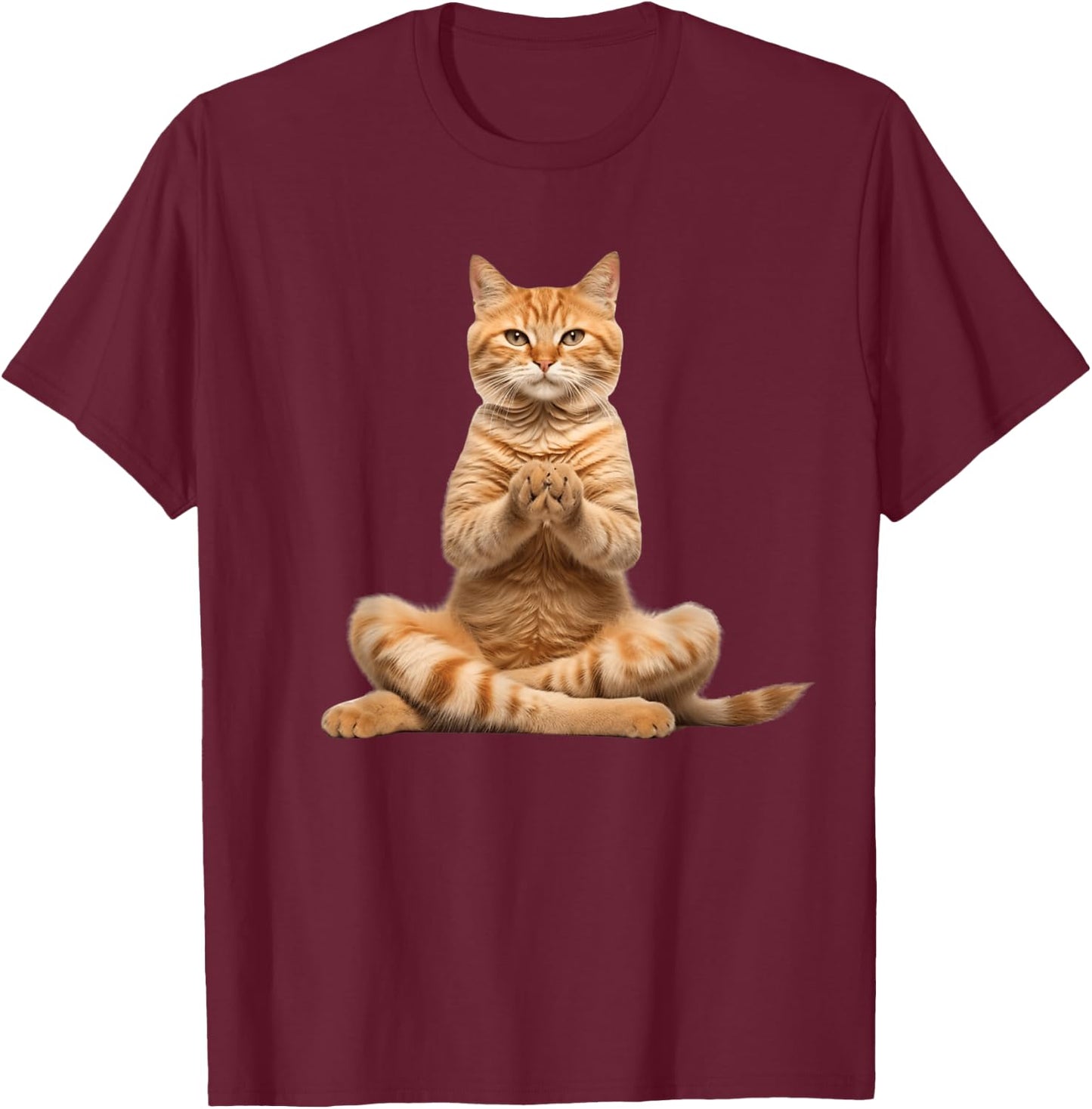 Funny Cat Doing Yoga for Lover Cats Kitty Kitten Owner T-Shirt - T-Shirt | Maroon