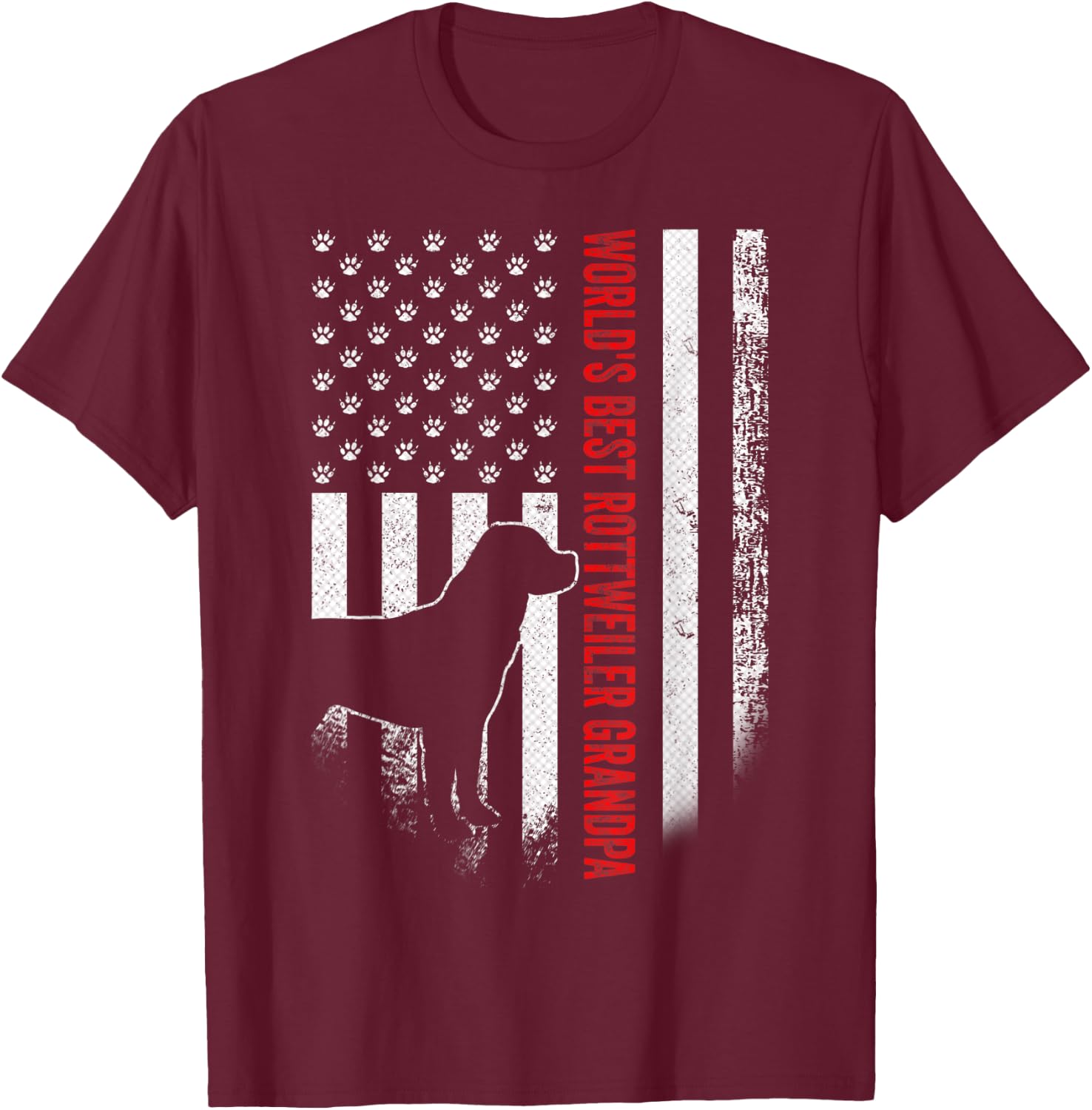Vintage American Flag World's Best Rottweiler Grandpa Funny Men T-Shirt - T-Shirt | Maroon