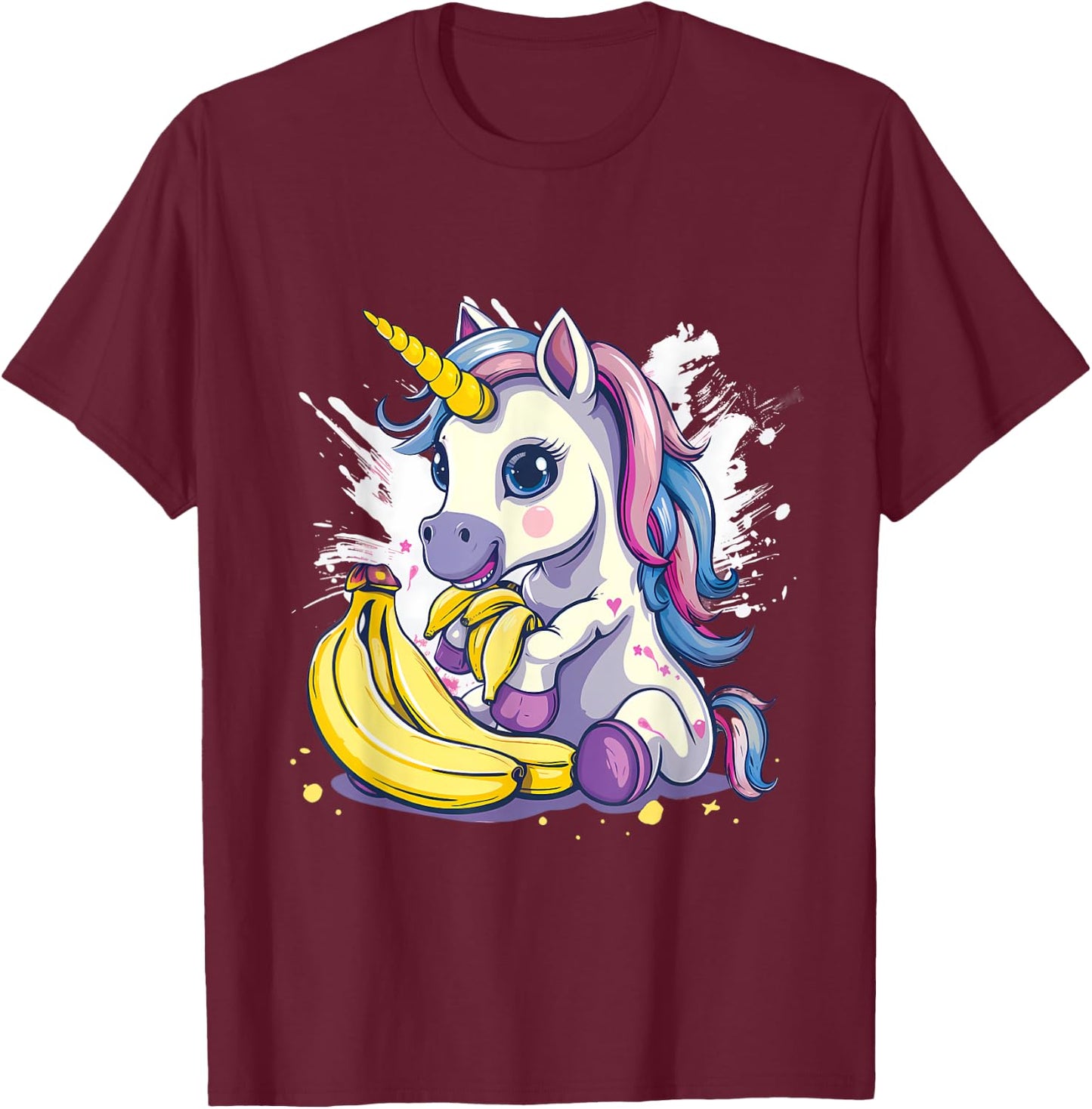 Banana Unicorn Watercolor Animal Art Drawing Banana Fruit T-Shirt - T-Shirt | Maroon