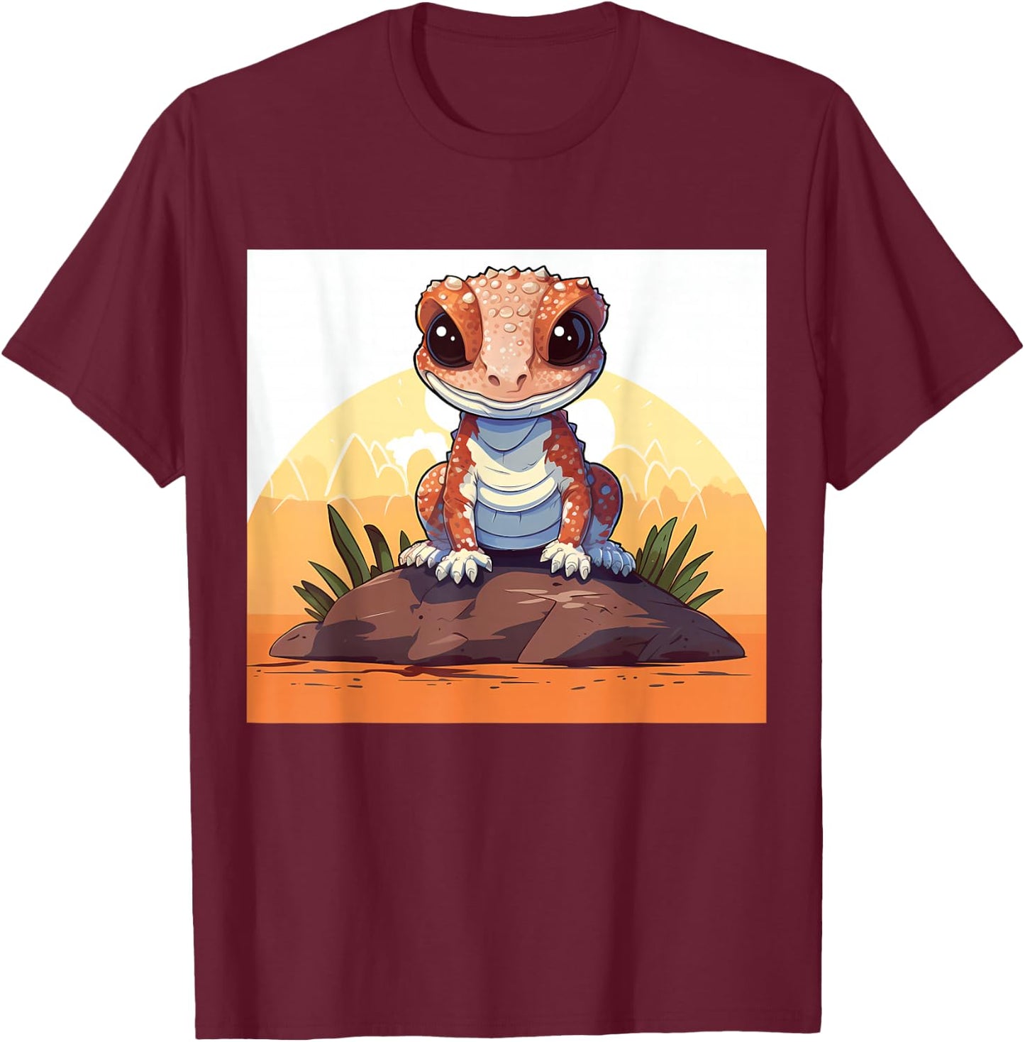 Retro Style African Fat-tailed Gecko T-Shirt - T-Shirt | Maroon