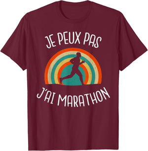 Je Peux Pas J'ai marathon Running Marathon , Black, S T-Shirt - T-Shirt | Maroon