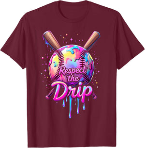 Baseball Drip Boys Ice Cream Respect The Drip Game Day Sport T-Shirt - T-Shirt | Maroon