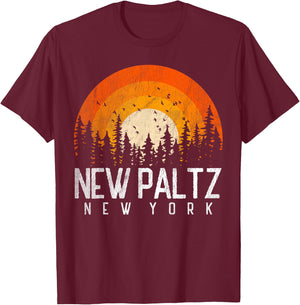 New Paltz New York NY Shirt Retro Vintage 70s 80s 90s Gift T-Shirt - T-Shirt | Maroon