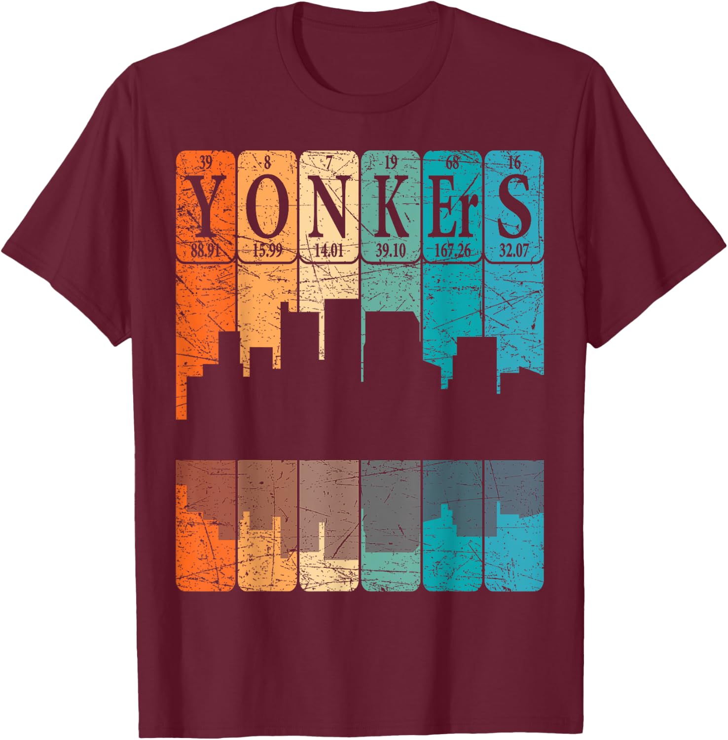 Yonkers Periodic Table Elements Yonkers New York Retro T-Shirt - T-Shirt | Maroon