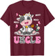 Uncle Cute Cow Moo Moo Farmer Birthday Family Matching T-Shirt - T-Shirt | Maroon