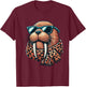 Walrus Wearing Leopard Scarf Animal Wearing Sunglasses T-Shirt - T-Shirt | Maroon