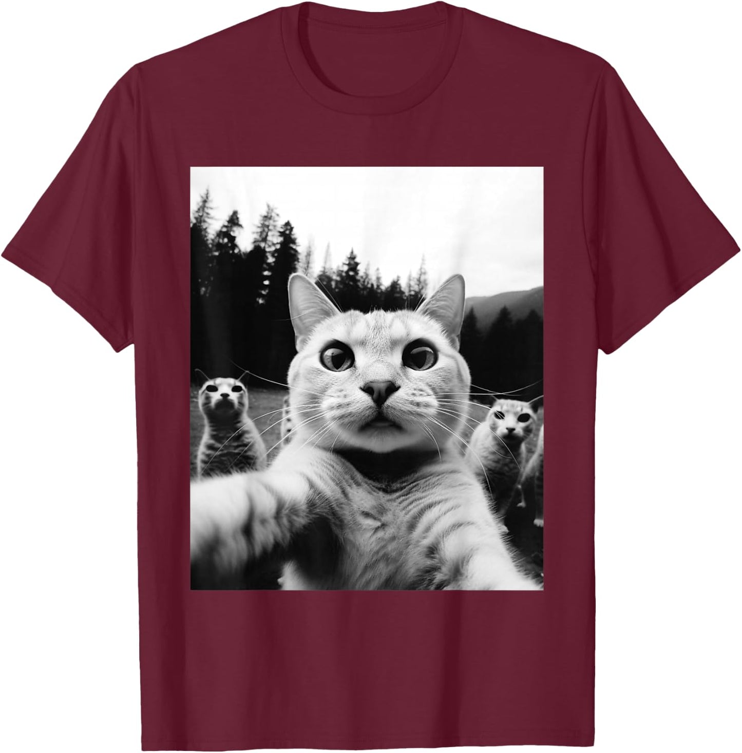 Cat Funny Cat Selfie Cat Owner Shirt Fun , black T-Shirt - T-Shirt | Maroon