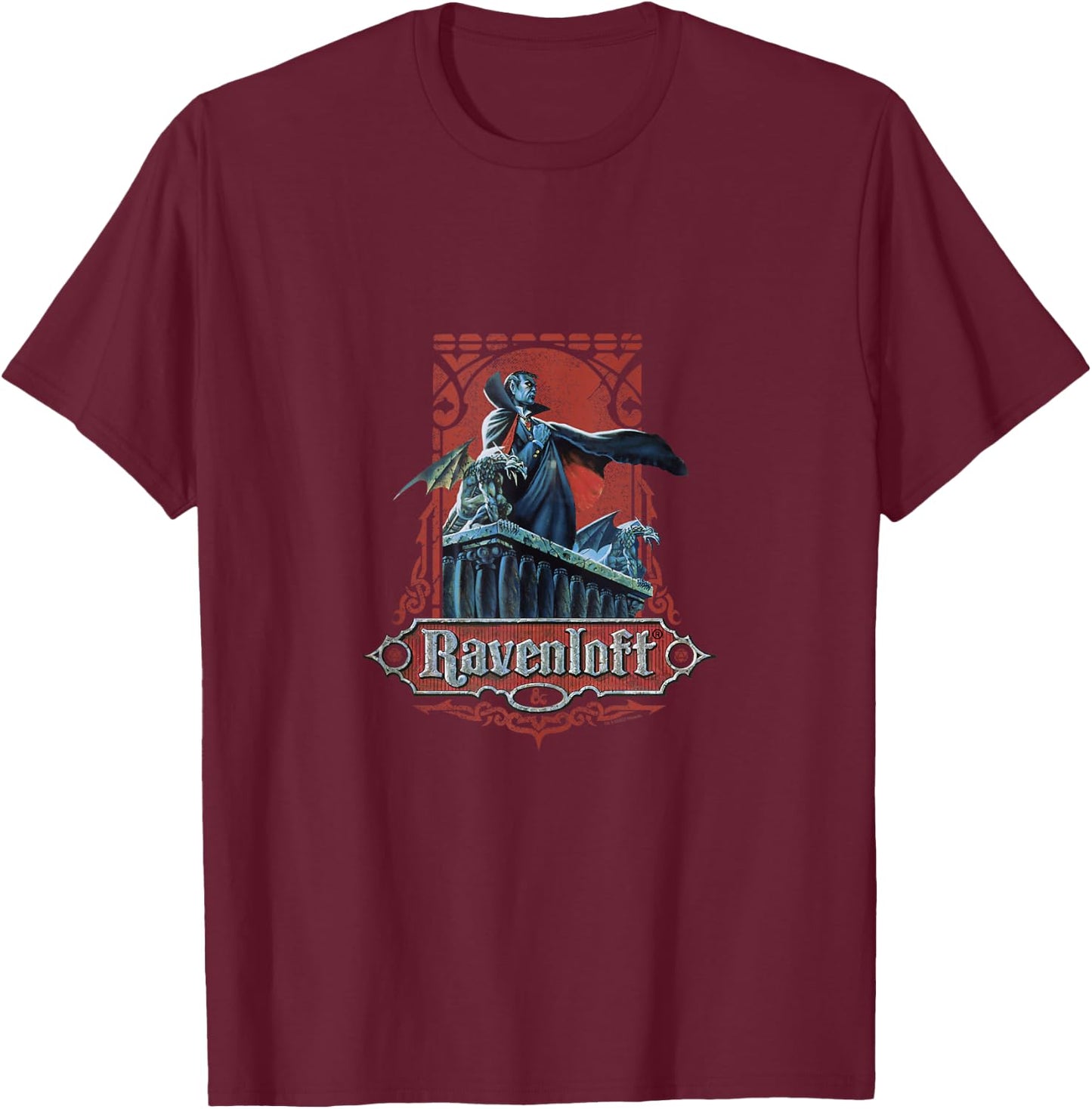 Dungeons & Dragons 50th Anniversary Ravenloft Vintage Card T-Shirt - T-Shirt | Maroon