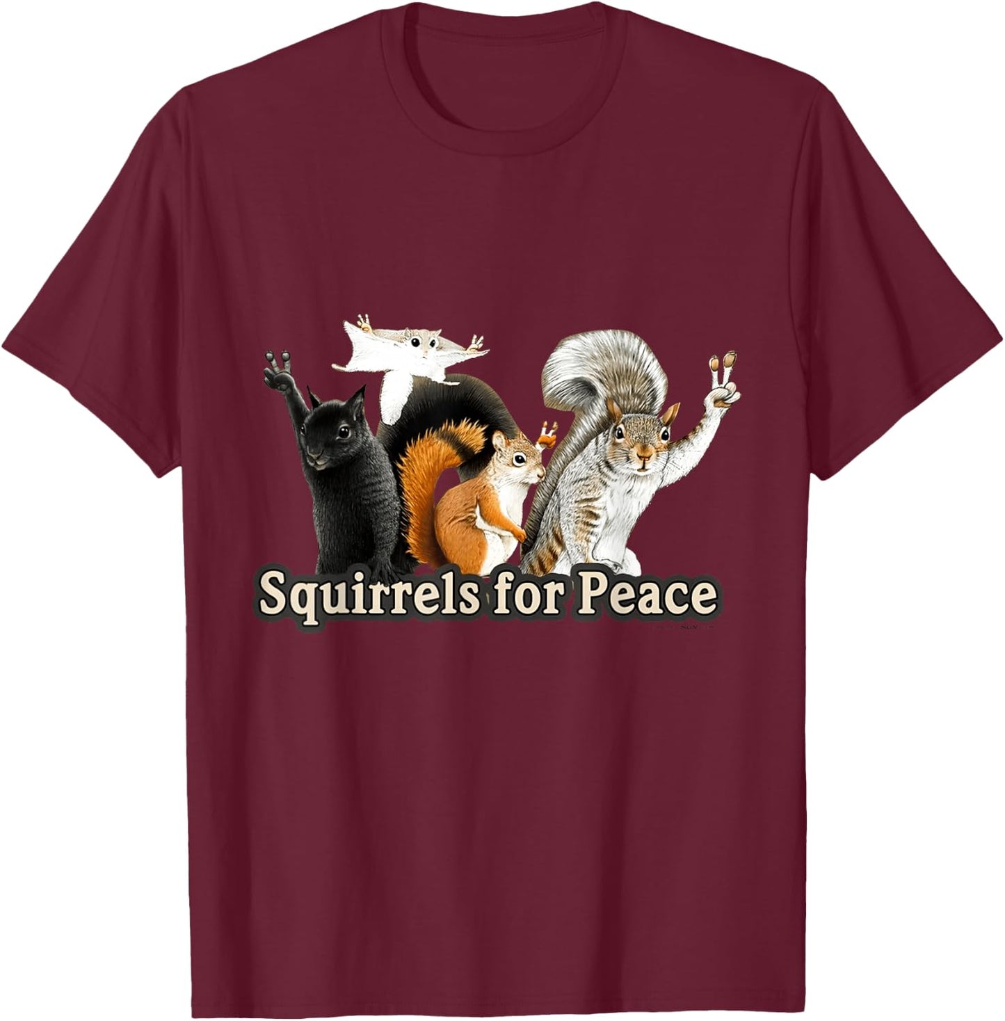 Squirrels for peace for boy T-Shirt - T-Shirt | Maroon