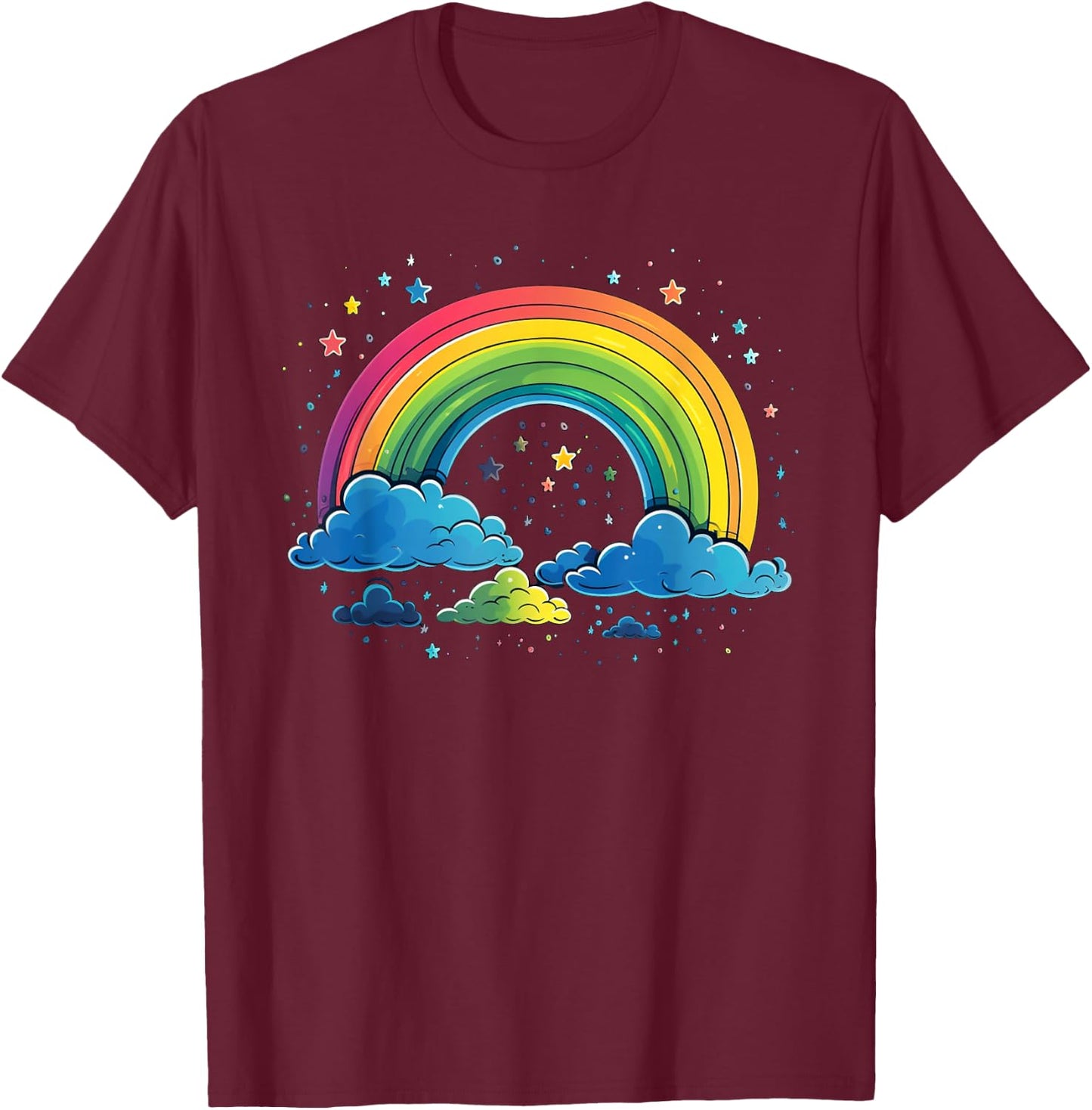 Cool Rainbow Colours at Night for Boys and Girls T-Shirt - T-Shirt | Maroon