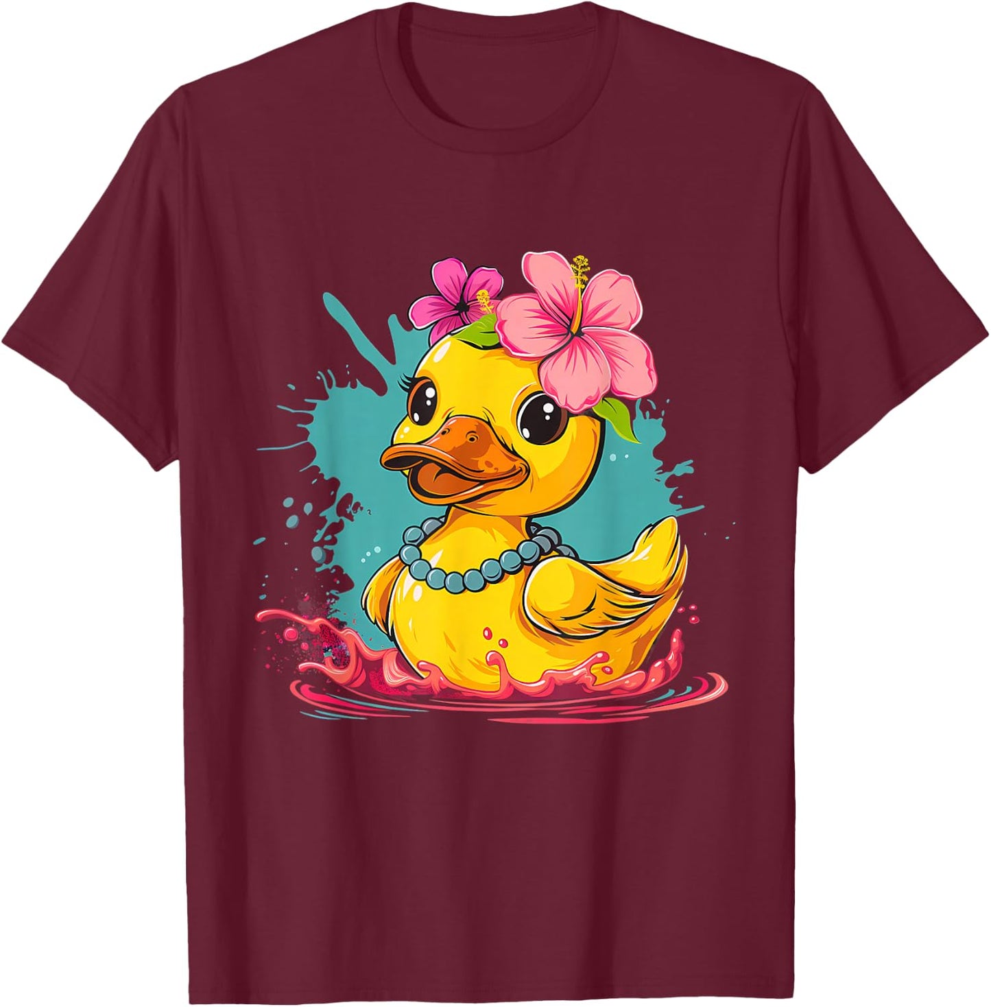 Rubber Duck Rubber Duckie Hawaii Rubber Duckling Hawaiian T-Shirt - T-Shirt | Maroon