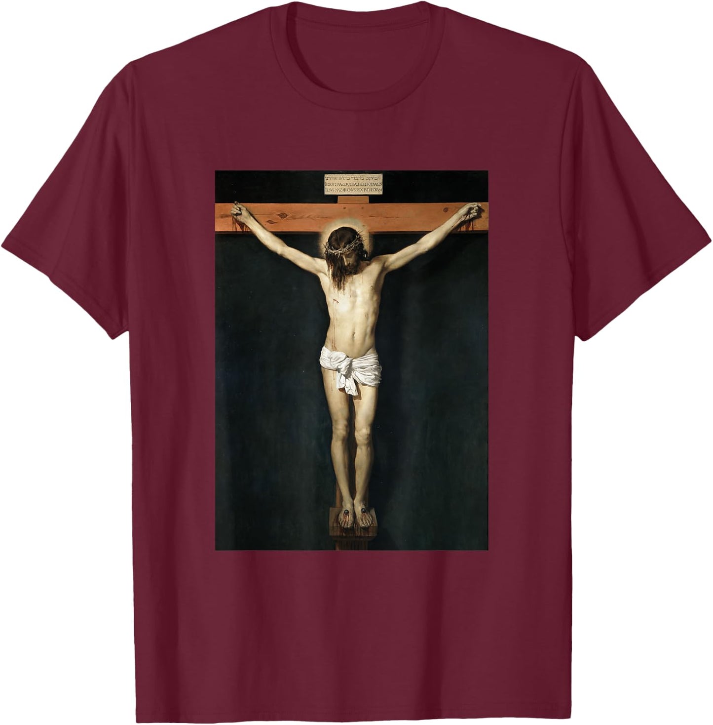 Diego Velázquez - #2 Crucified Jesus Christ T-Shirt - T-Shirt | Maroon