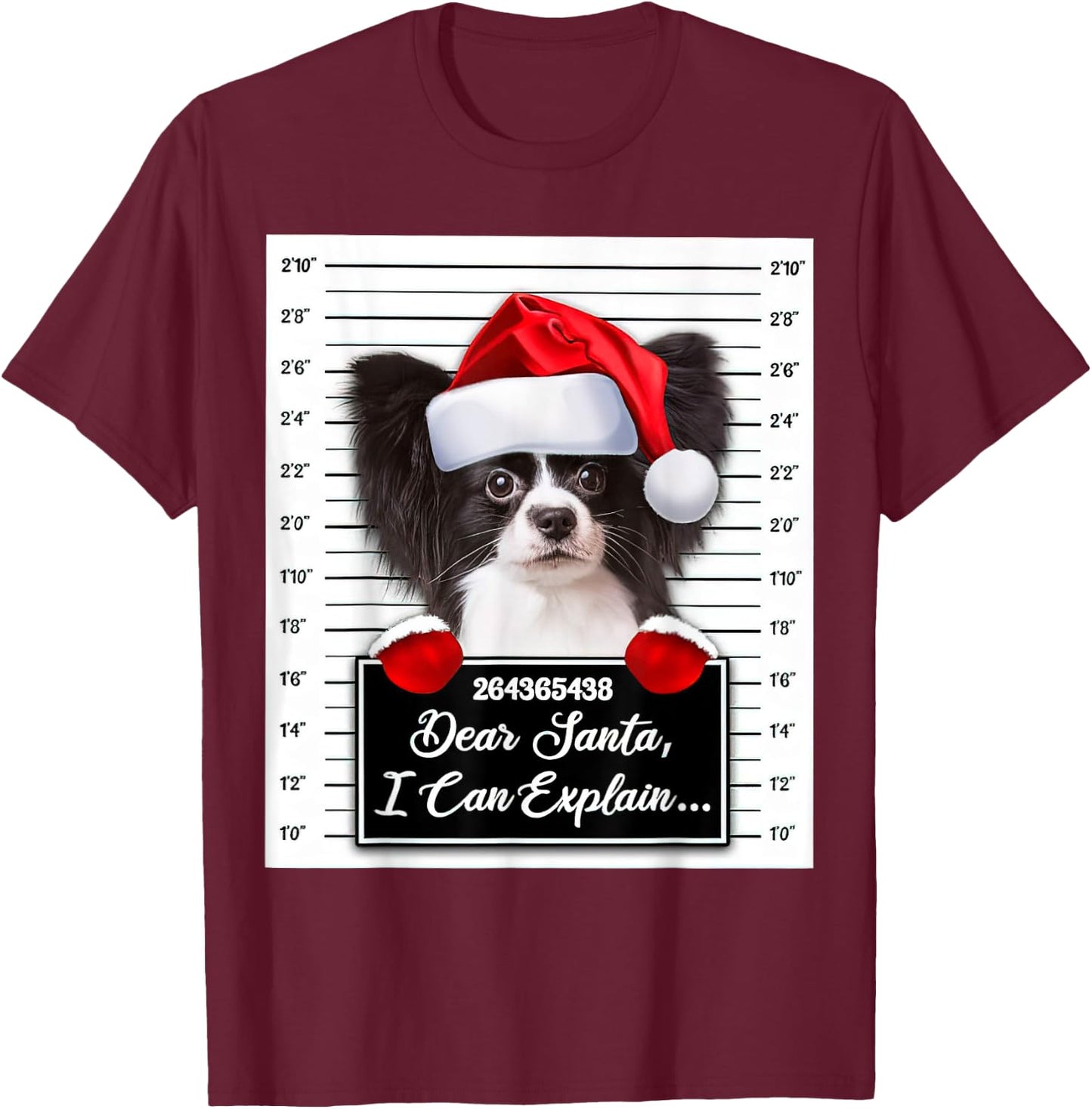 Dear Santa I Can Explain Funny Christmas Papillon Xmas T-Shirt - T-Shirt | Maroon