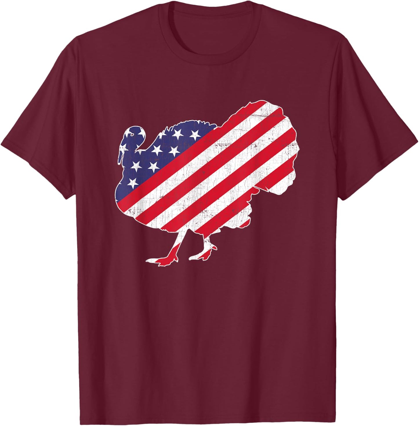 Vintage Turkey 4th of July Patriotic American Flag T-Shirt - T-Shirt | Maroon
