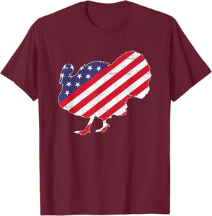 Vintage Turkey 4th of July Patriotic American Flag T-Shirt - T-Shirt | Maroon