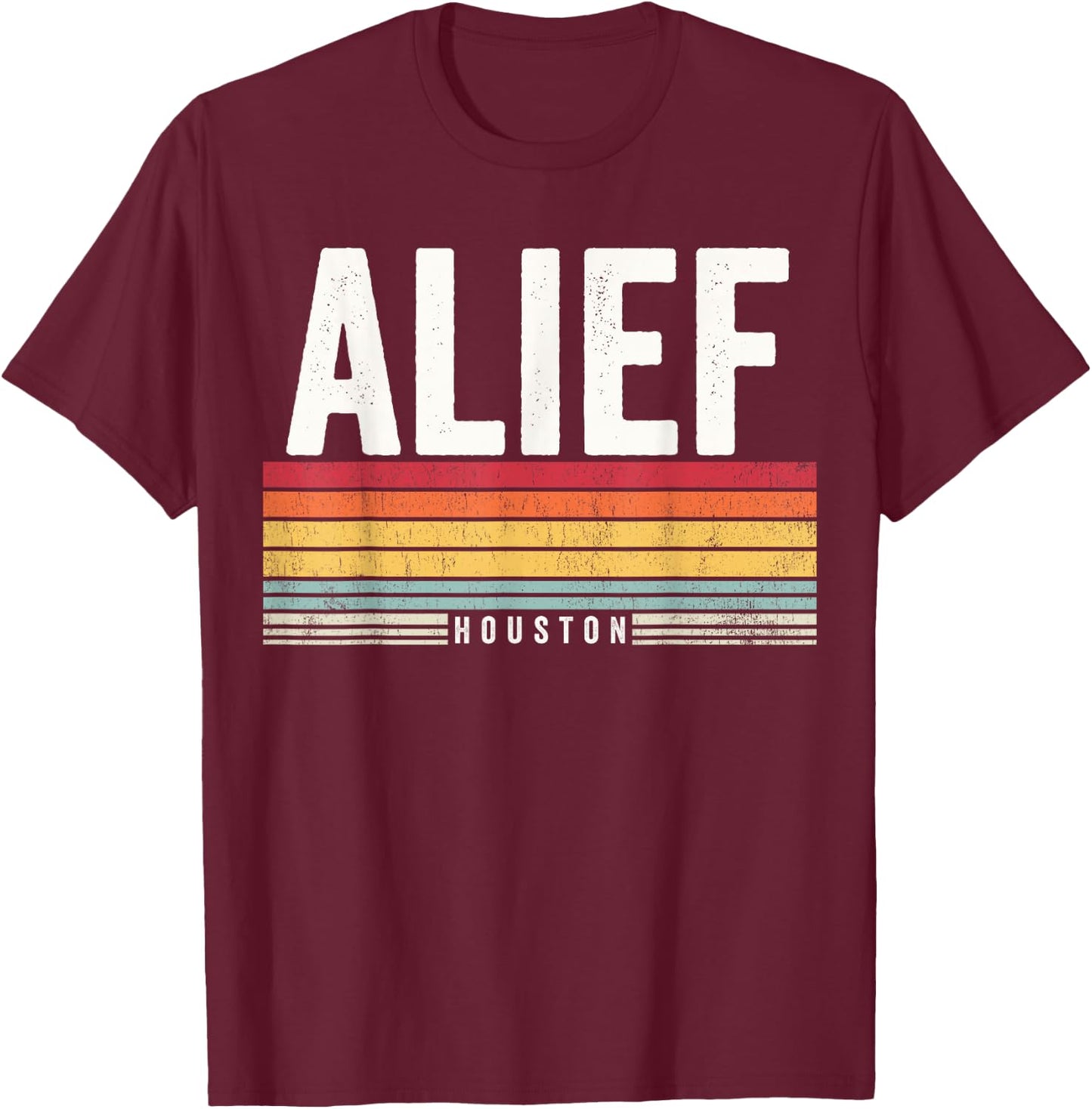 Alief Houston Vintage Sunset, Alief Houston, Alief T-Shirt - T-Shirt | Maroon