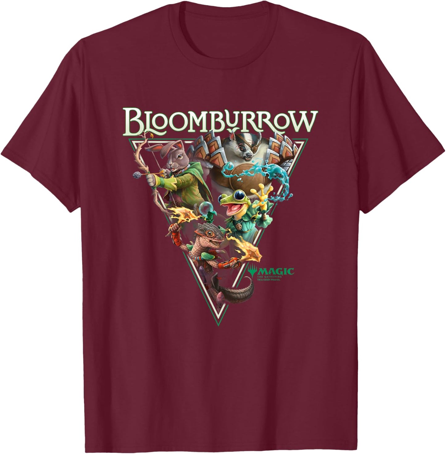 Magic: The Gathering Bloomburrow Portrait Vintage , Black, S T-Shirt - T-Shirt | Maroon