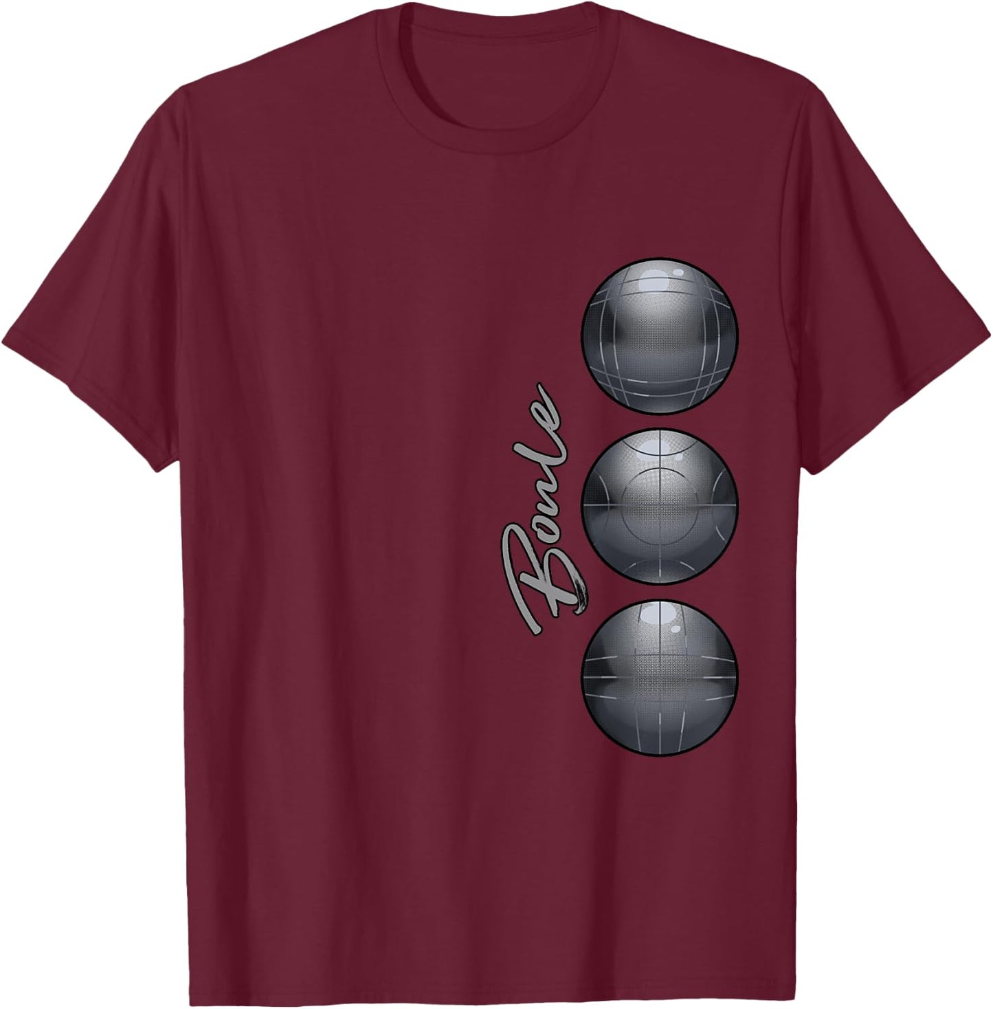 Boule Black Small Short Sleeve Classic Fit Boules Sport All Ages T-Shirt - T-Shirt | Maroon