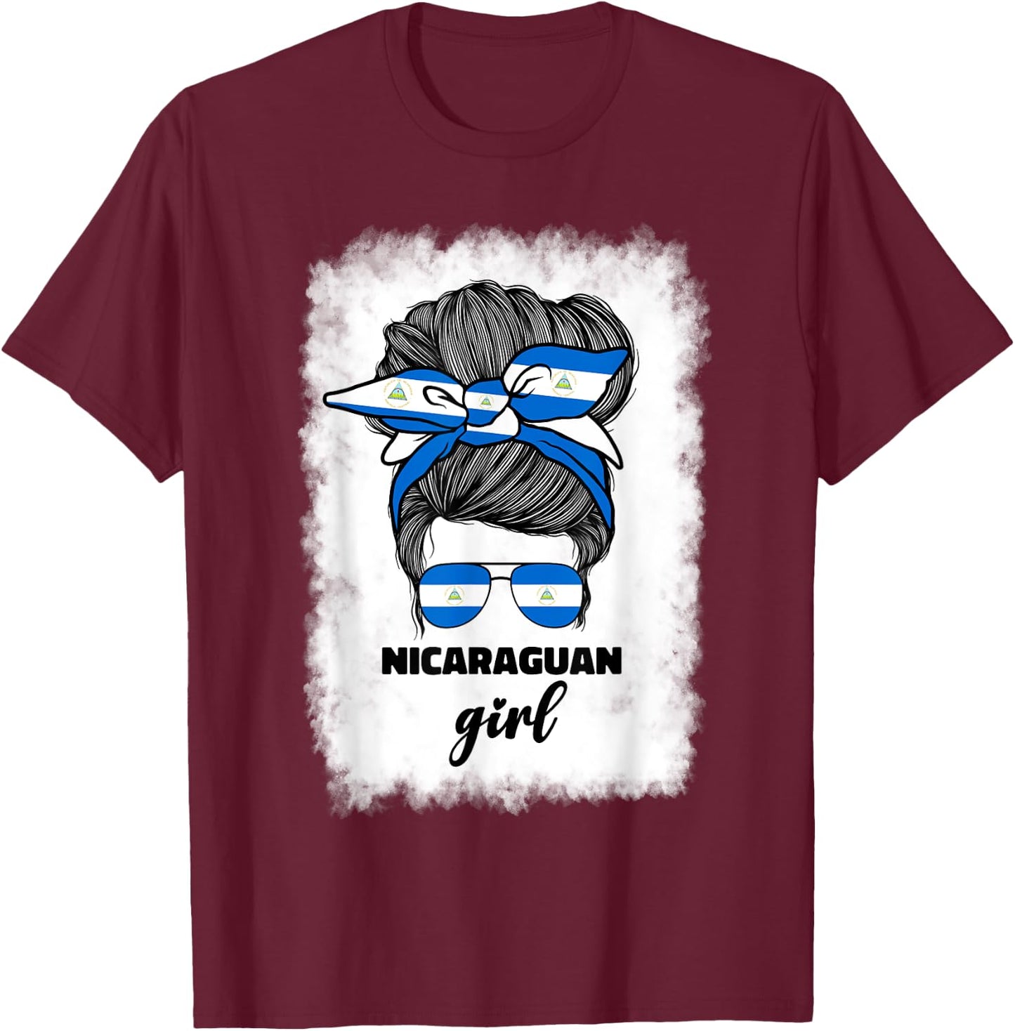Nicaraguan Girl Girls Nicaragua Flag Nicaraguense T-Shirt - T-Shirt | Maroon