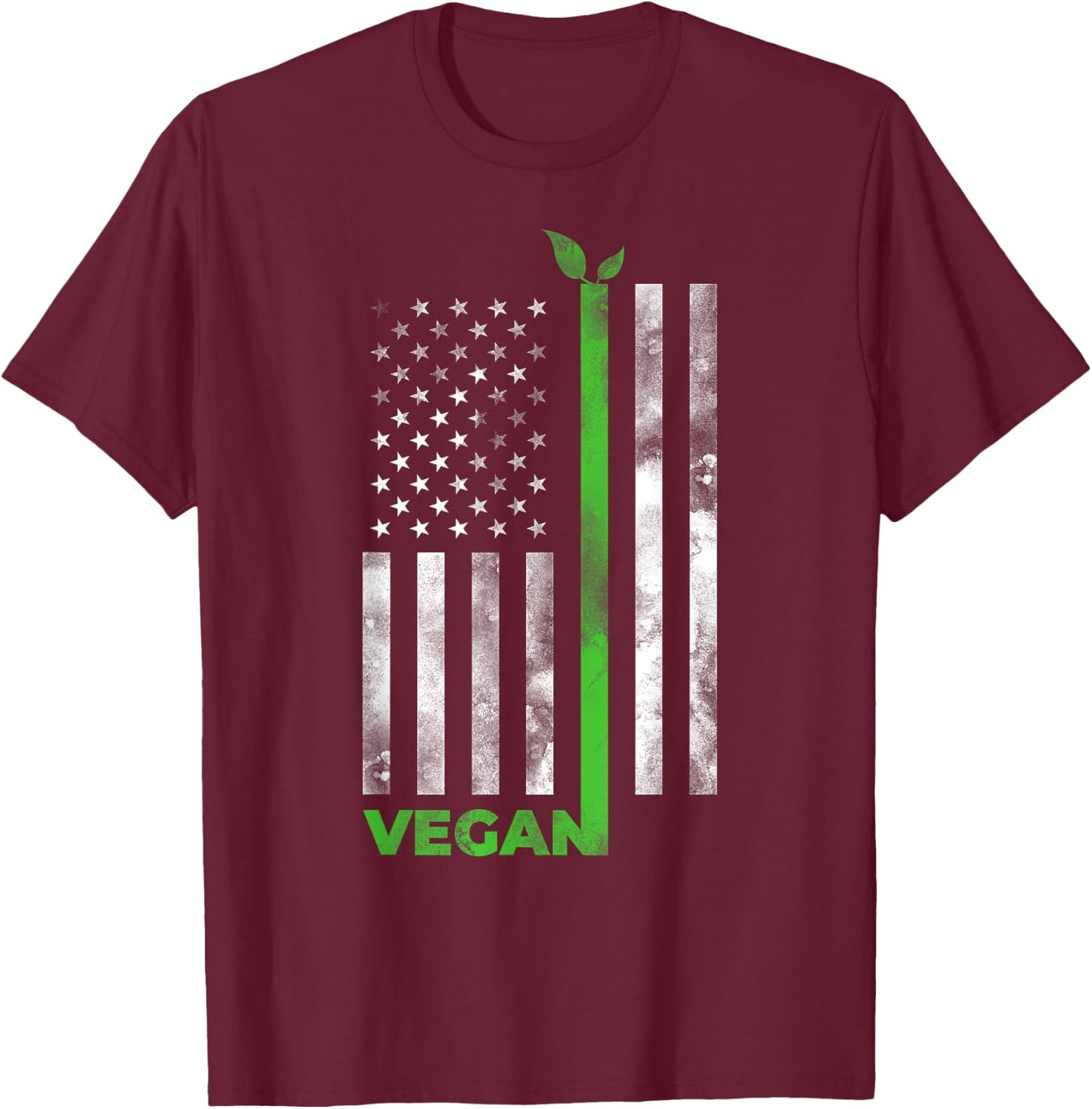 Vegan USA American Flag | Vegetarian Farming Shirt Men T-Shirt - T-Shirt | Maroon