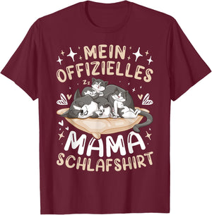 Offizielles Mama Schlafshirt Mutter Hauskatze mit 2 Kätzchen T-Shirt - T-Shirt | Maroon