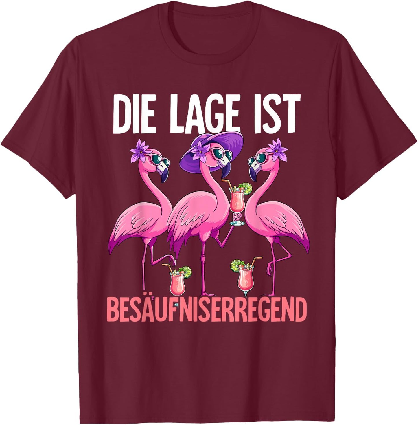 with German Text "Die Lage Ist Besäufniserregend, black T-Shirt - T-Shirt | Maroon