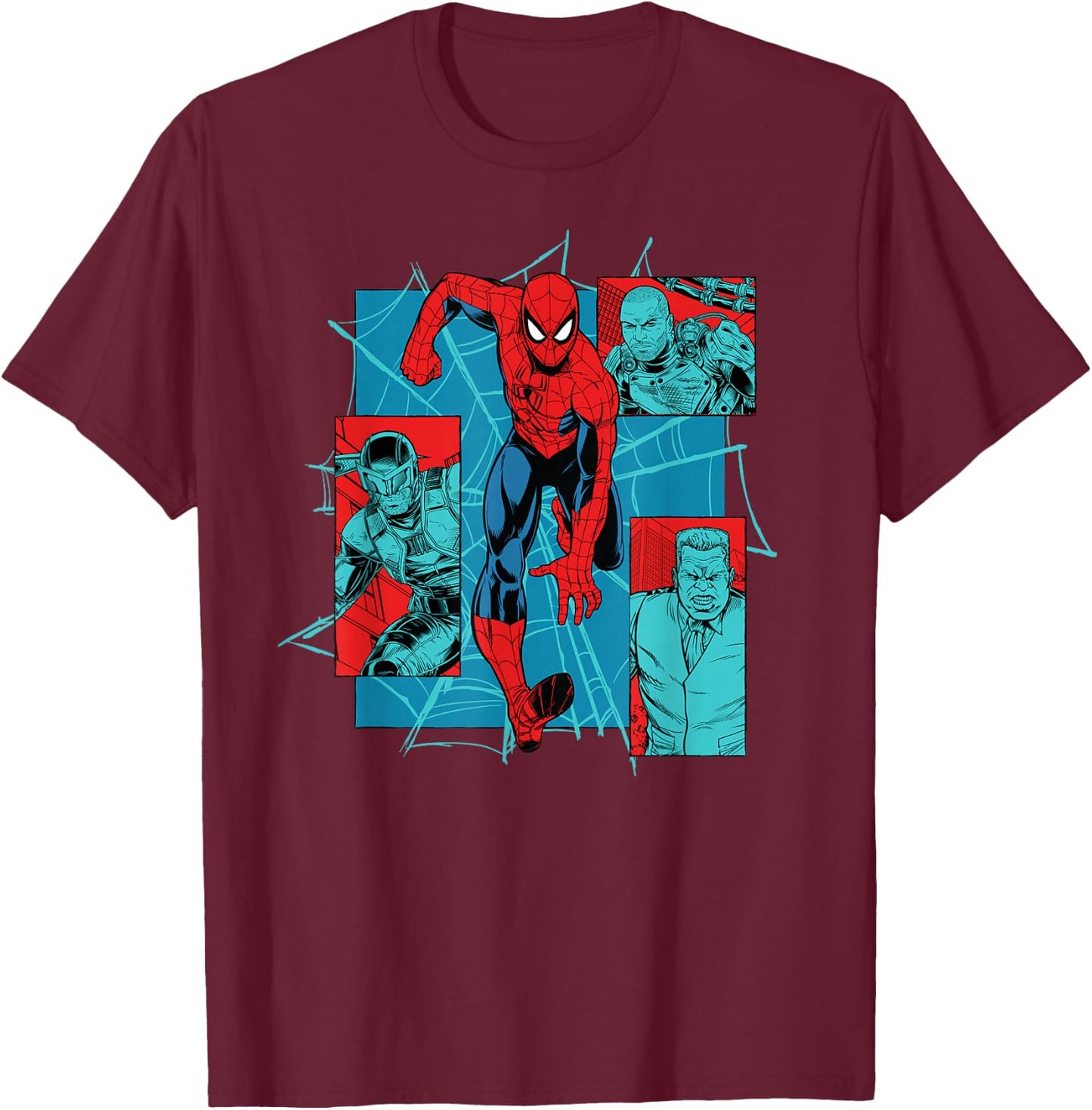 Marvel Studios Spider-Man: BND Movie 2026 Super Villain Trio T-Shirt - T-Shirt | Maroon