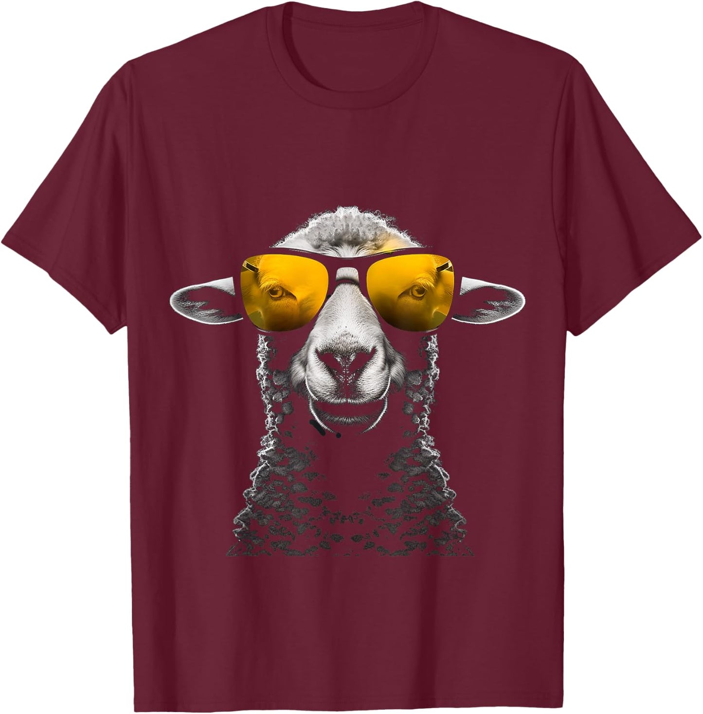 Schaf Sonnenbrille Kunst Tier Illustration Grafik Schaf T-Shirt - T-Shirt | Maroon
