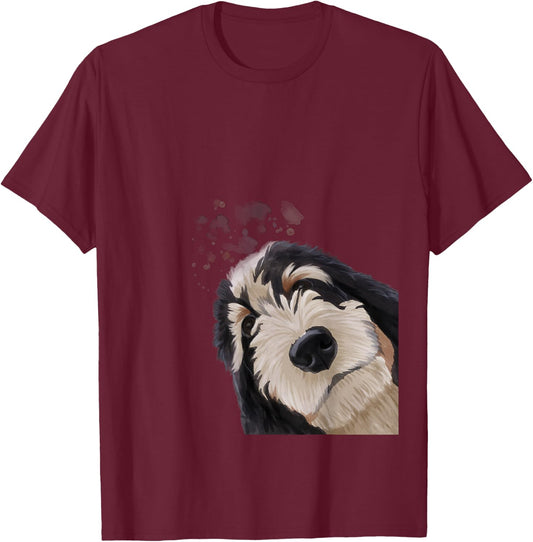 Funny Curious Dog Bernedoodle T-Shirt - T-Shirt | Maroon