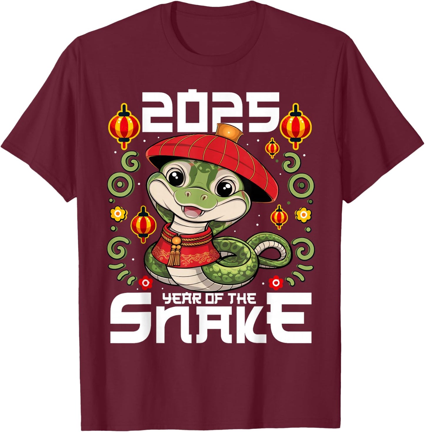 Chinese New Year 2025 Kids Year of The Snake 2025 T-Shirt - T-Shirt | Maroon