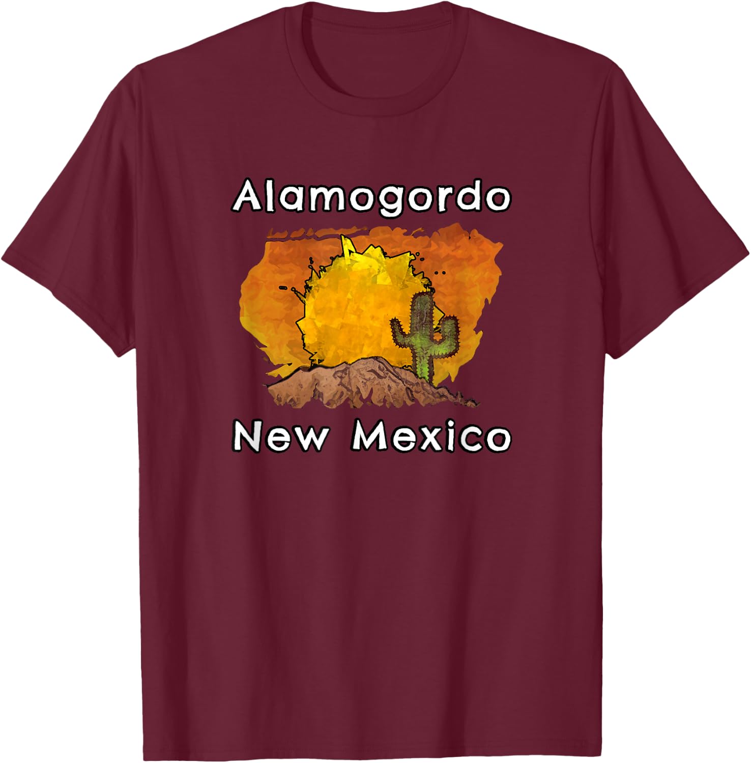 Alamogordo New Mexico Wüste Sonnenuntergang Szene T-Shirt - T-Shirt | Maroon