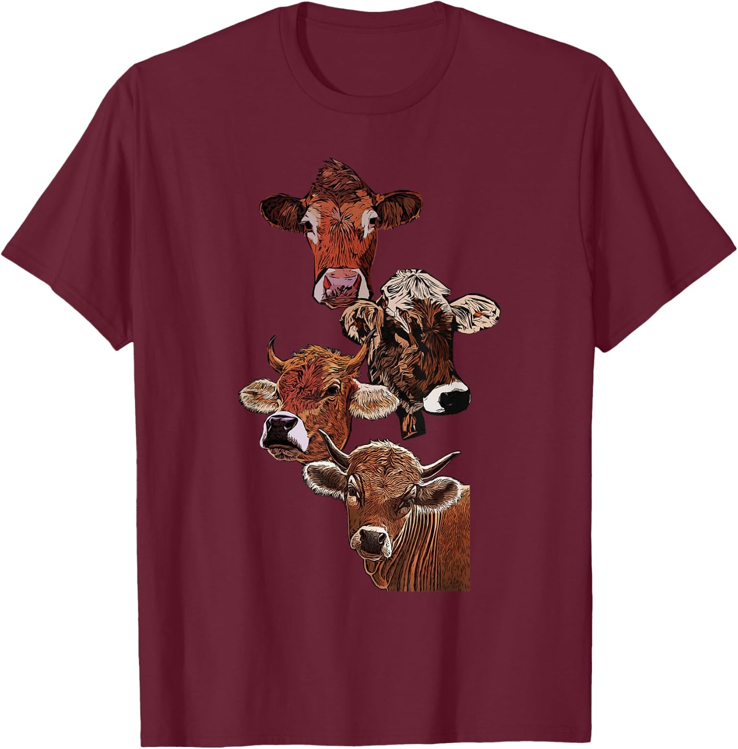 Jersey Kuhmotiv Landwirt Kuh Design Aufdruck mit Rind Grafik T-Shirt - T-Shirt | Maroon