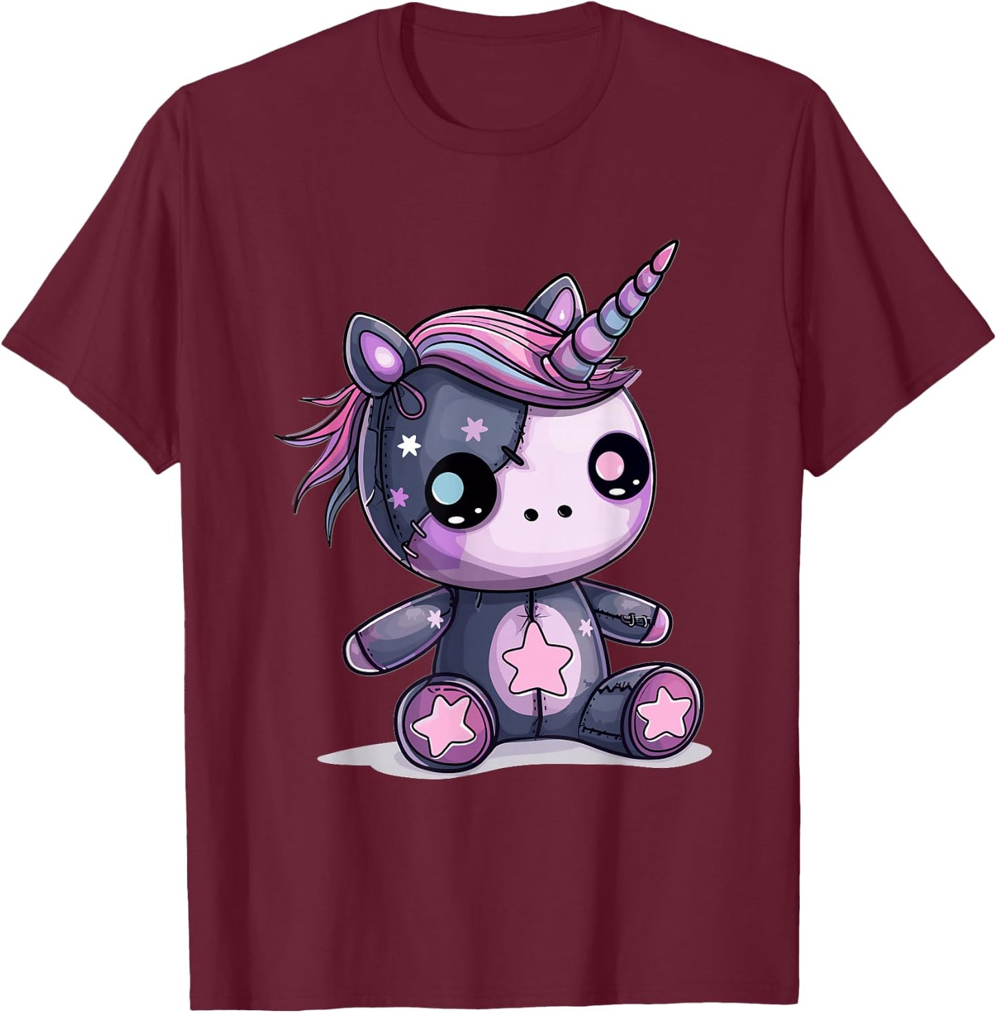 Goth Pastel Cute Creepy Kawaii Unicorn Voodoo Doll T-Shirt - T-Shirt | Maroon