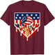 Baseball Ice Cream Drip Crossed Bats USA Flag 4th of July T-Shirt - T-Shirt | Maroon