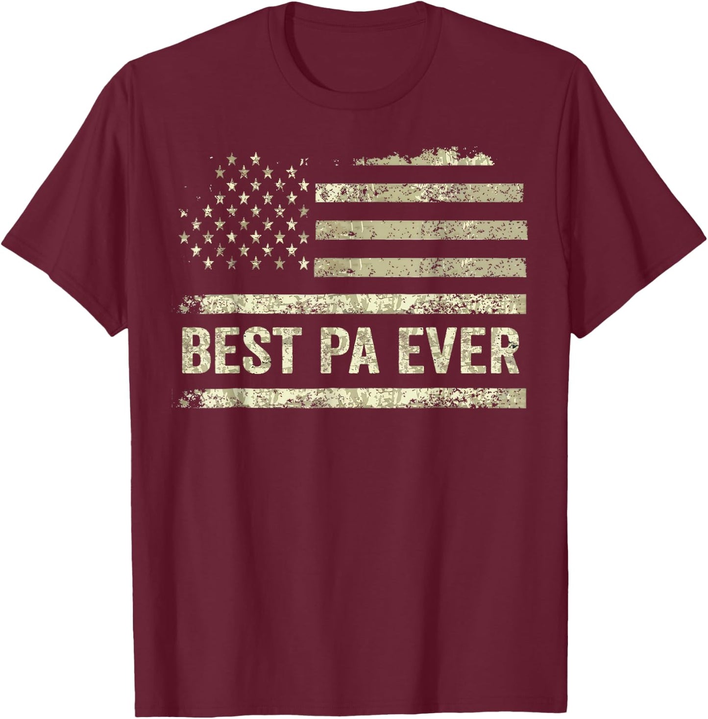 Best Pa Ever With US American Flag Fathers Day T-Shirt - T-Shirt | Maroon