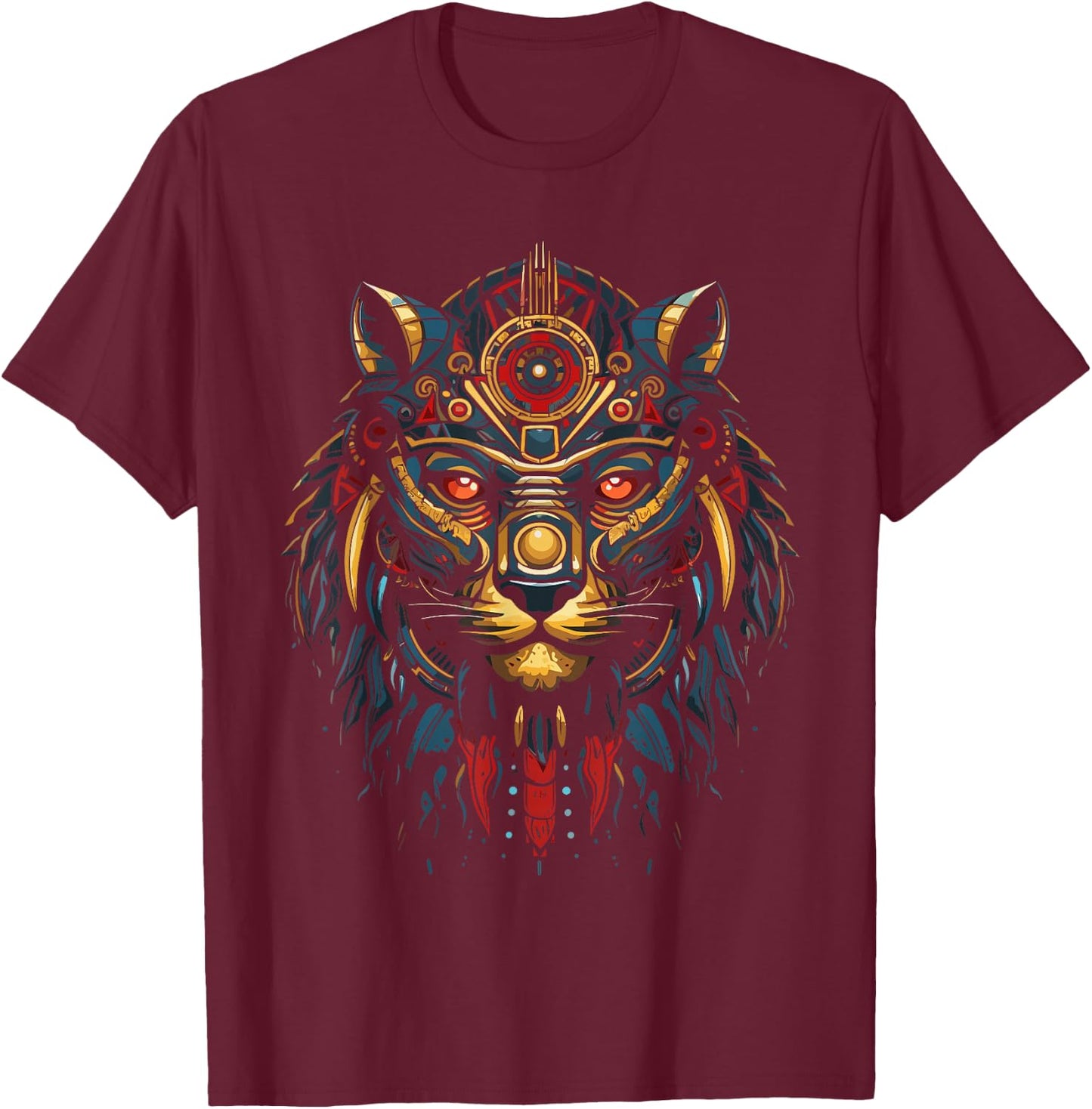 Aztec Jaguar Warrior Aztec Culture Mayan Indigenous T-Shirt - T-Shirt | Maroon