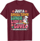 Just A Small Town Lunch Lady Who Serves Love Cartoon Unicorn T-Shirt - T-Shirt | Maroon