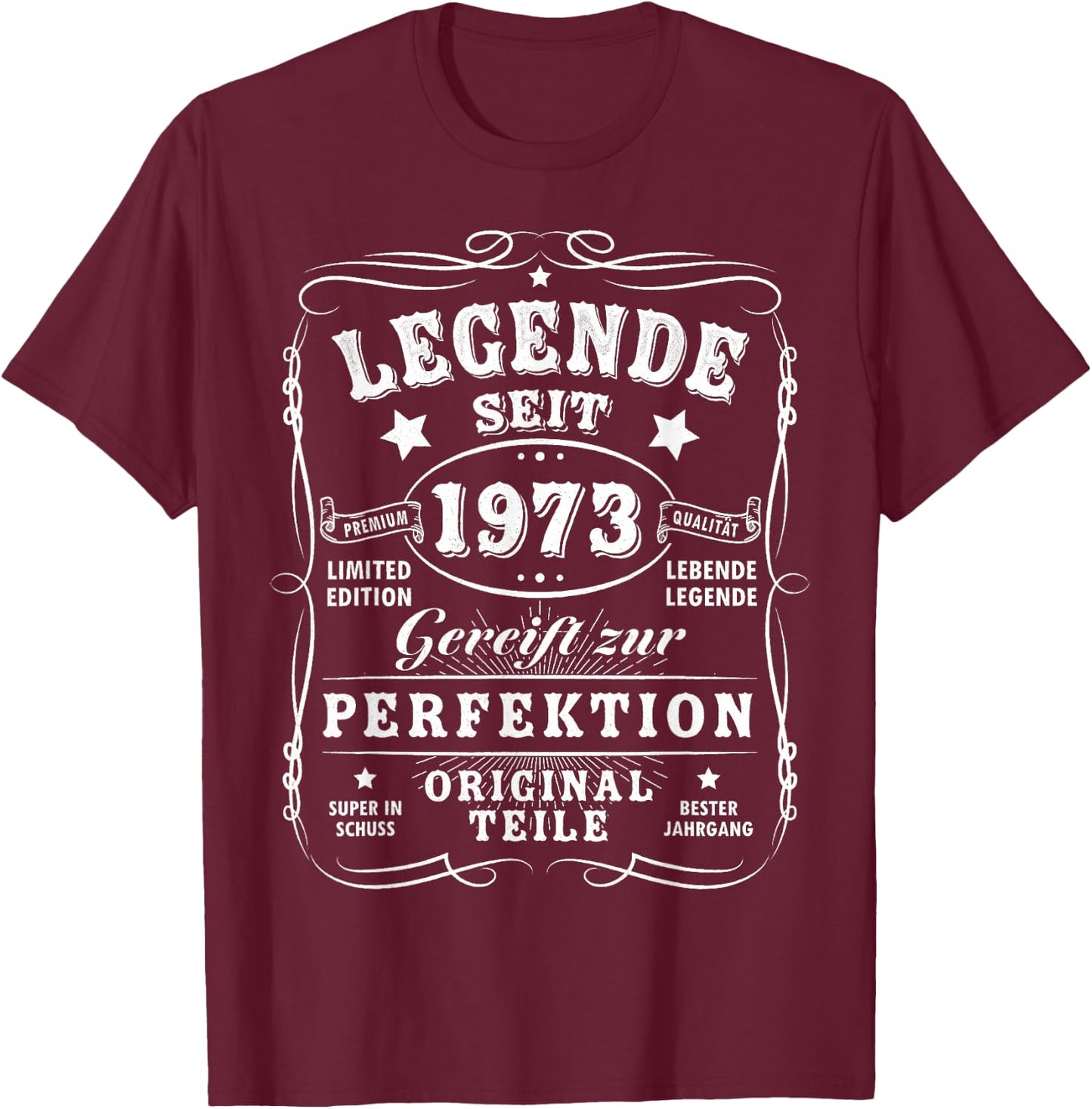 1973 Geburtstag Mann 50 Jahre Deko Lustig 50er 50 Geburtstag T-Shirt - T-Shirt | Maroon