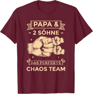 Papa & 2 Söhne Chaos Team Partnerlook Männertag Vatertag T-Shirt - T-Shirt | Maroon