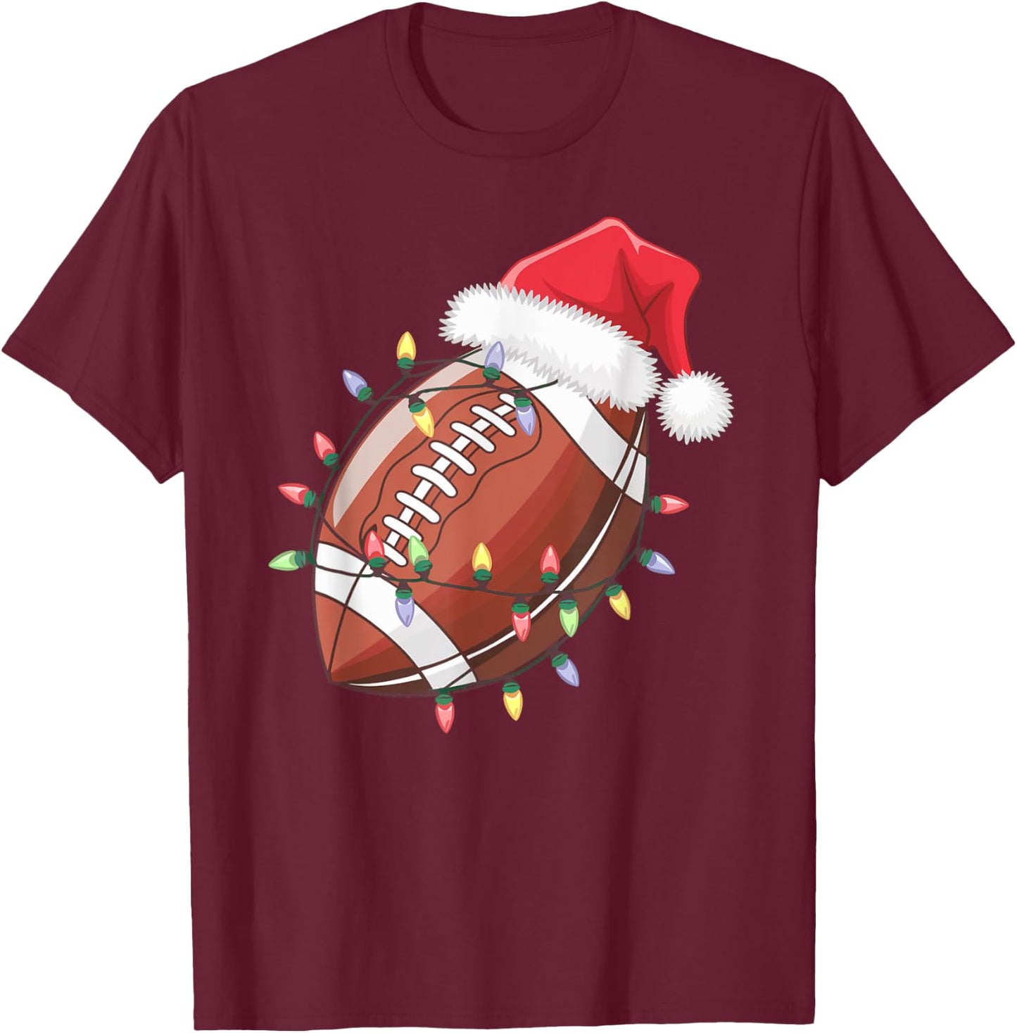 Santa Football for Christmas Football Christmas Boys T-Shirt - T-Shirt | Maroon
