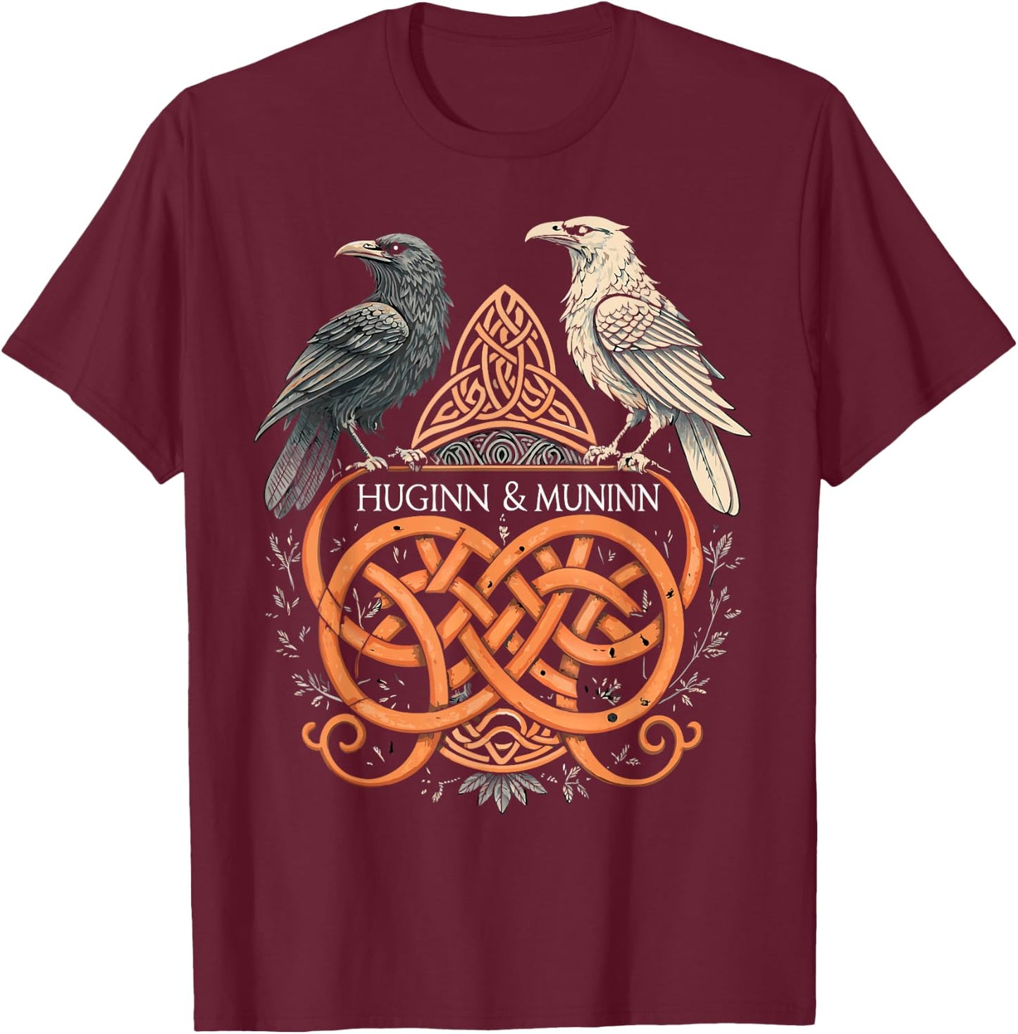 Celtic Knotwork Ravens – Huginn & Muninn Viking T-Shirt - T-Shirt | Maroon