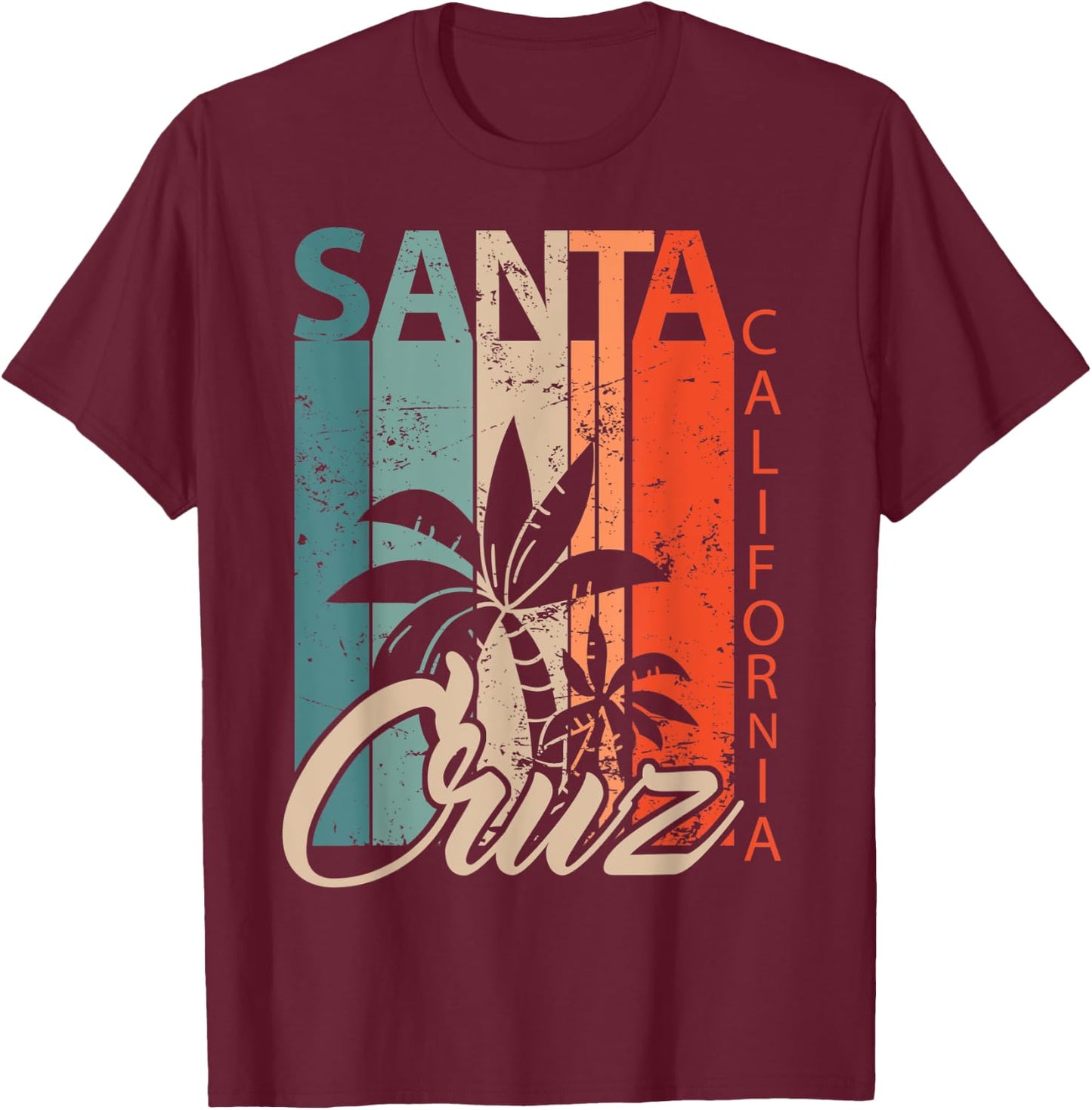 Santa Cruz California surfer skater vintage retro 70s T-Shirt - T-Shirt | Maroon