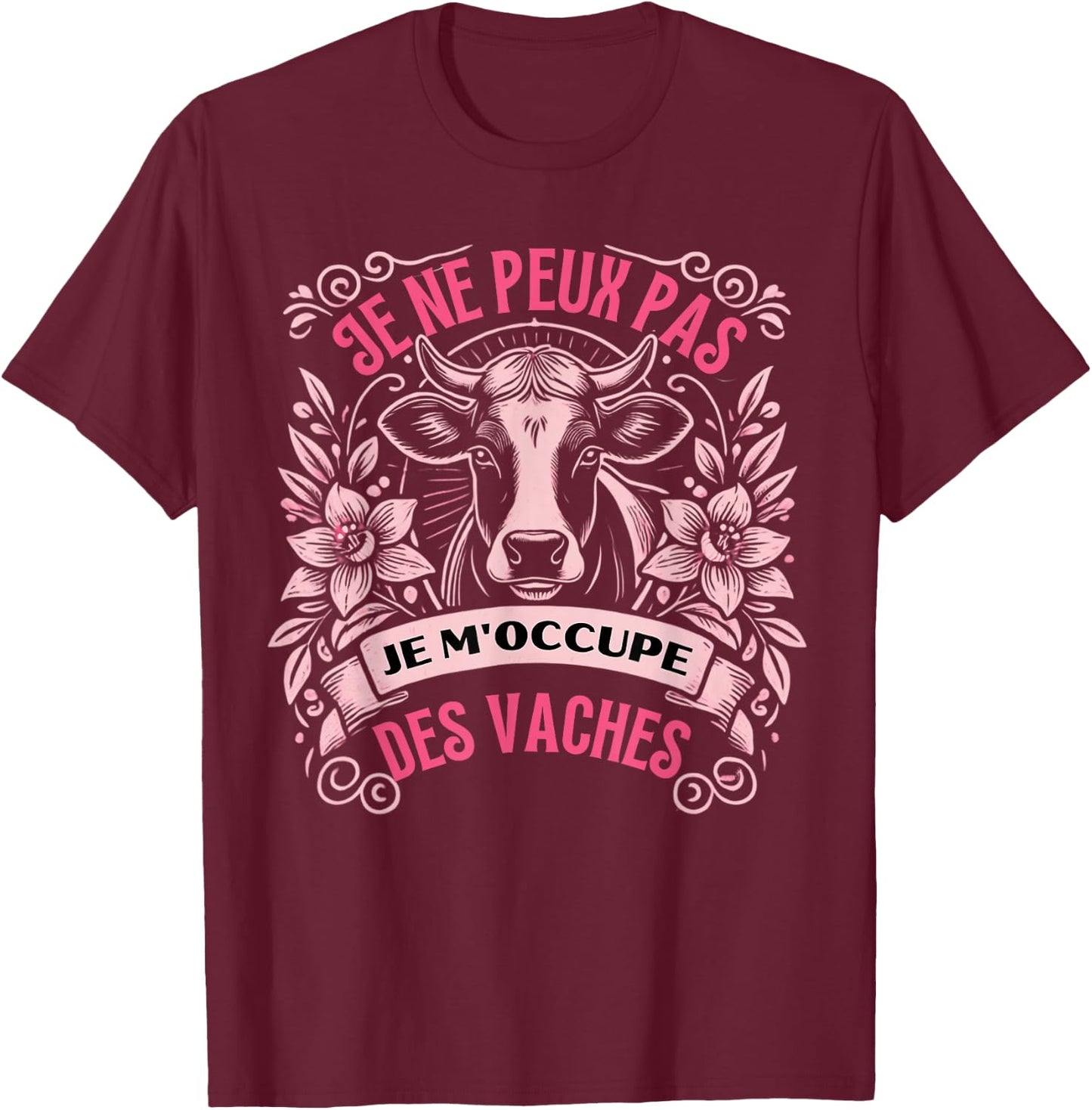 Humor Cow Women Farmer Farmer Cows , Black, S T-Shirt - T-Shirt | Maroon