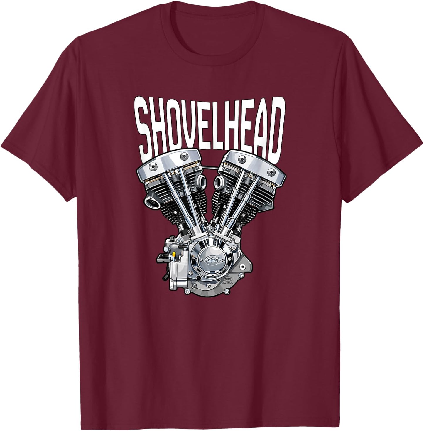 Shovelhead Chopper Bobber Motorrad Biker Old School HD T-Shirt - T-Shirt | Maroon