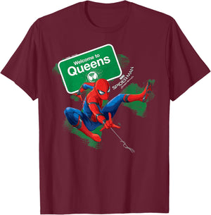 Marvel Spider-Man Homecoming Entering Queens Graphic T-Shirt - T-Shirt | Maroon