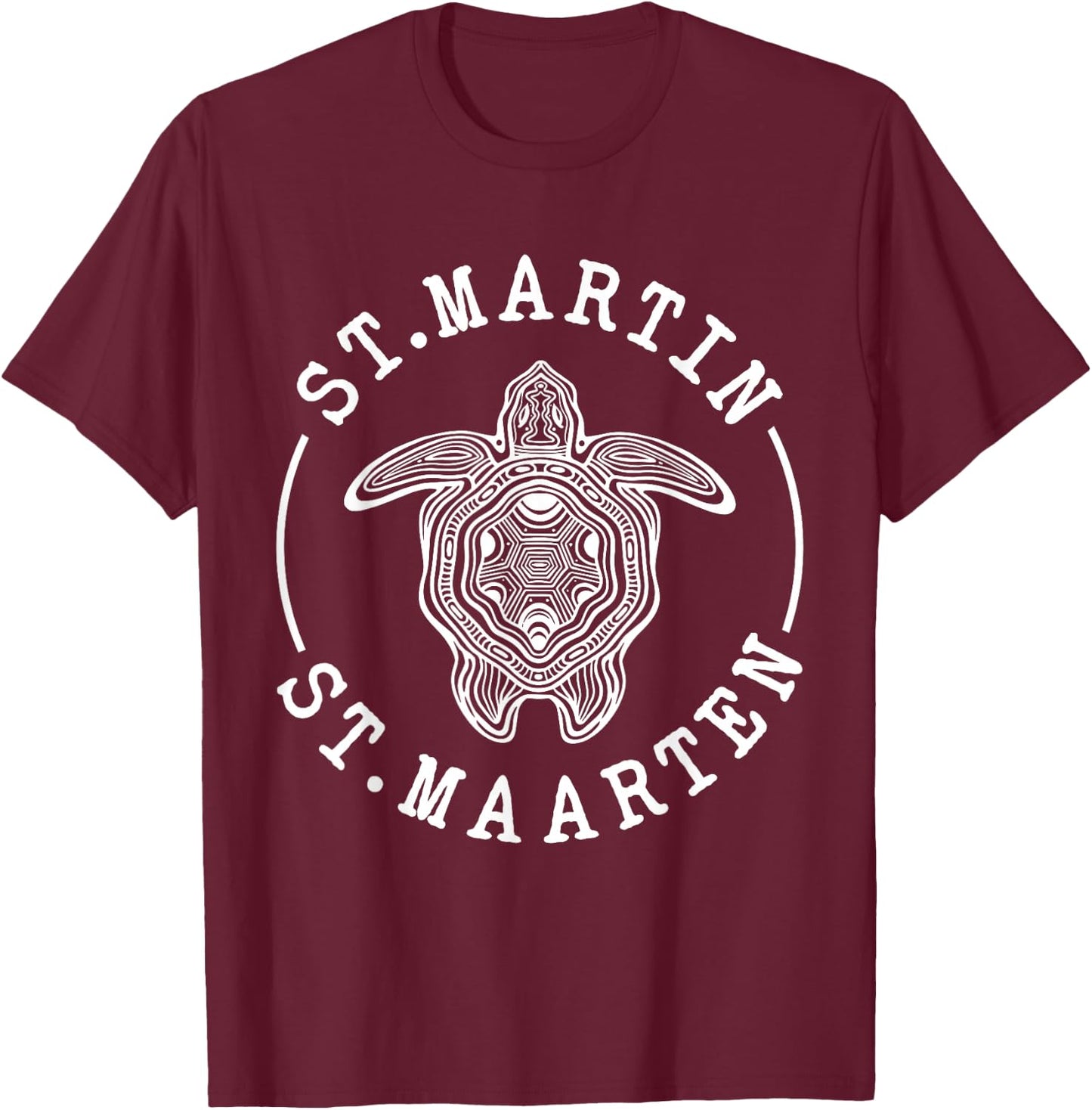 St. Martin St Maarten Turtle Caribbean Beach Vacation T-Shirt - T-Shirt | Maroon