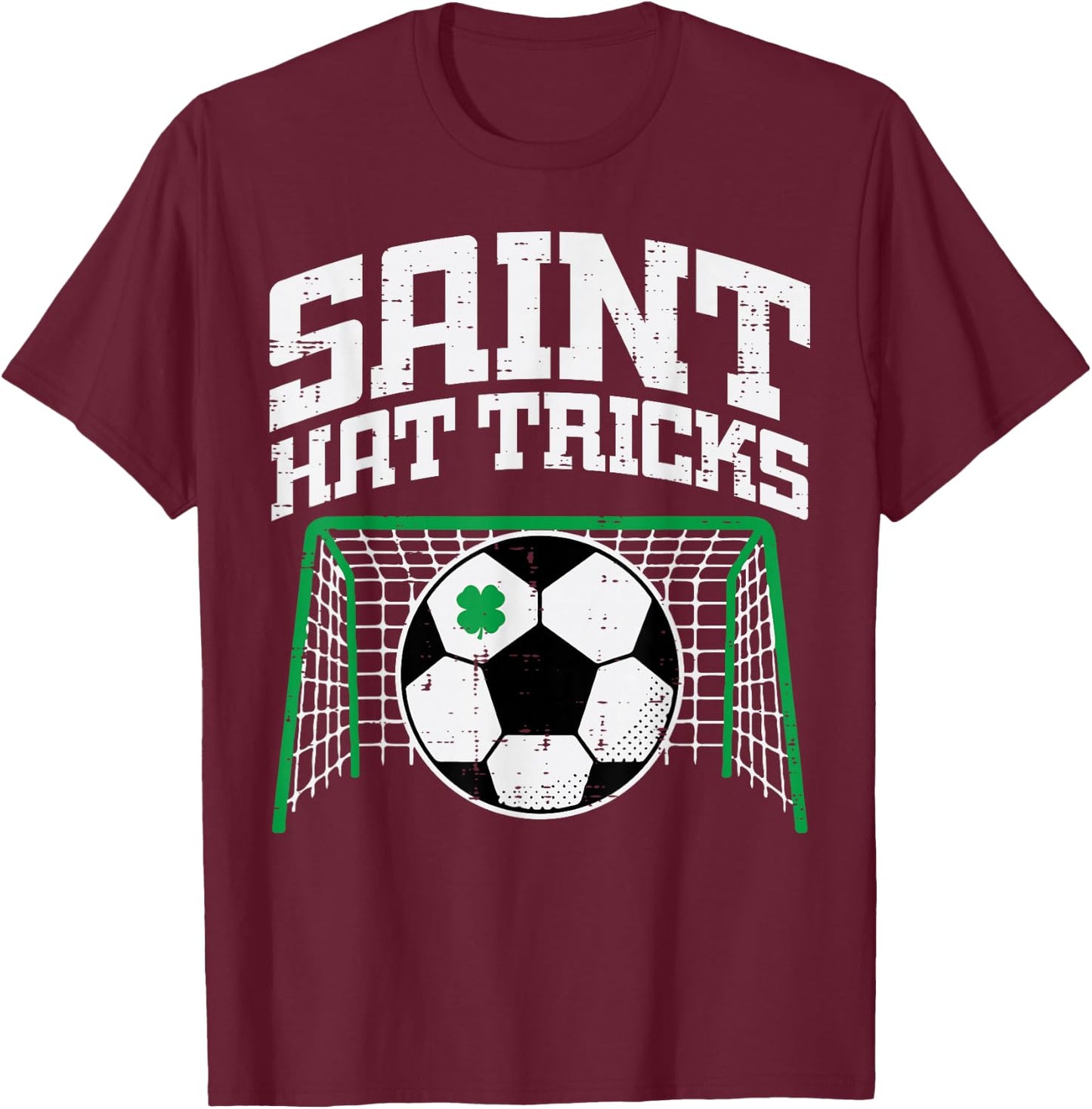 St Patricks Day Soccer Saint Hat Tricks Pattys Men Boys Kids T-Shirt - T-Shirt | Maroon